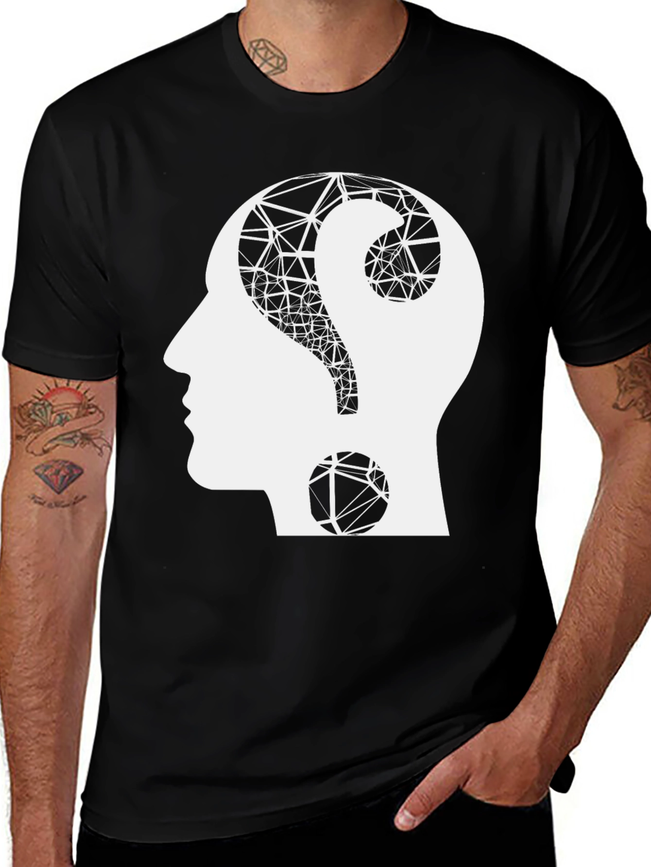 Thinking Tee - Human Head Question Mark Design