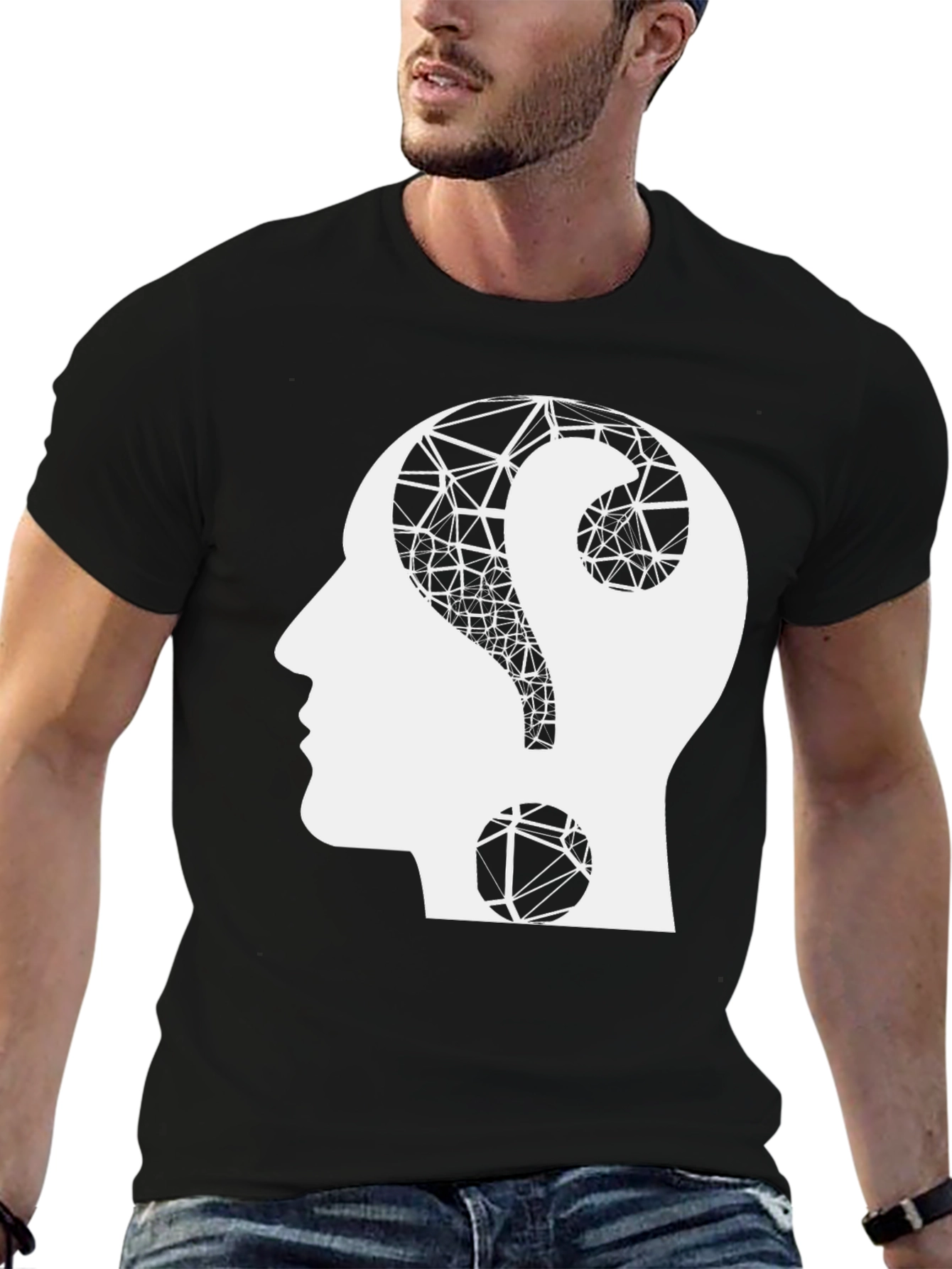 Thinking Tee - Human Head Question Mark Design