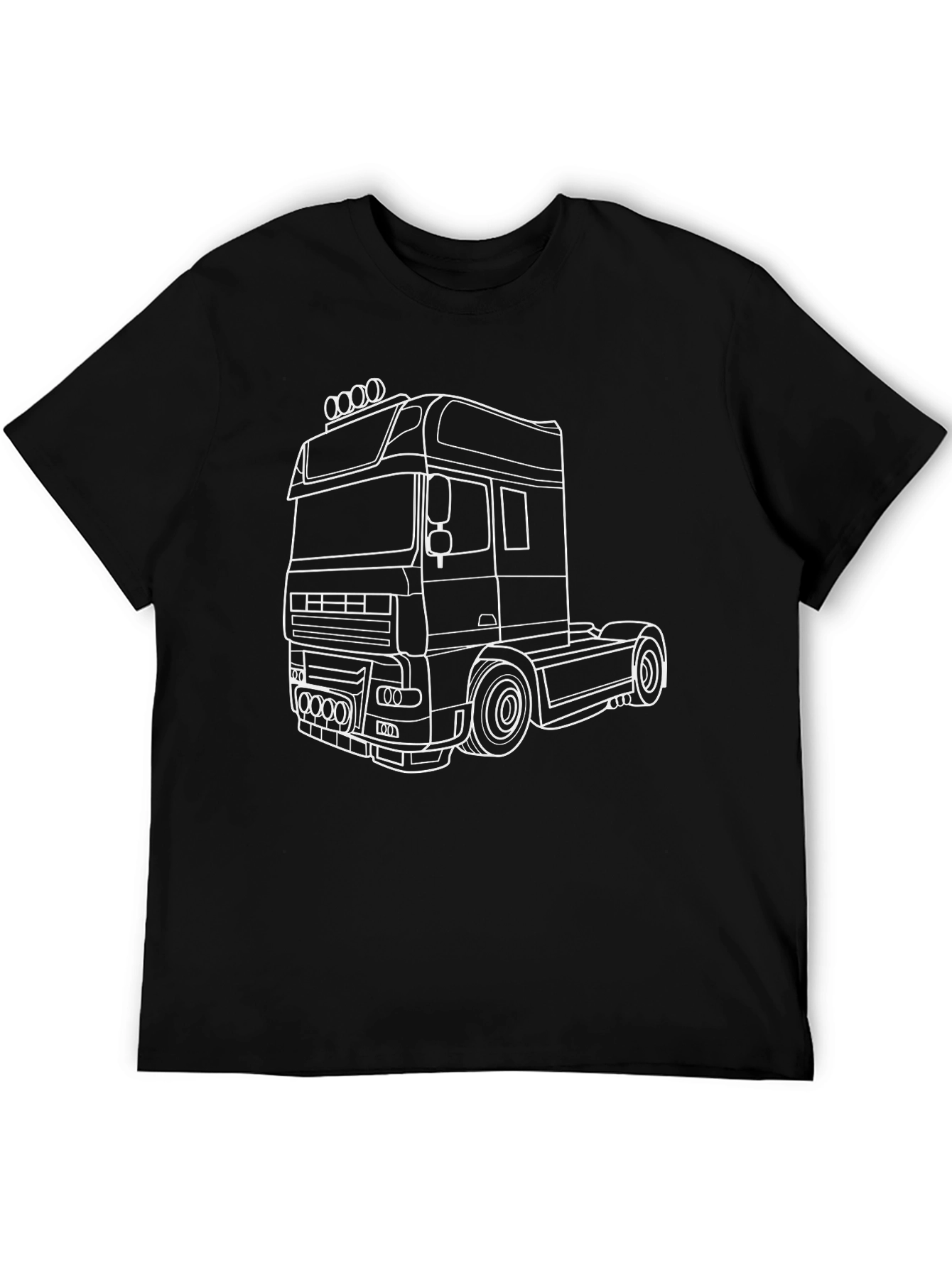 Truck Graphic Tee - Black Cotton Blend T-Shirt