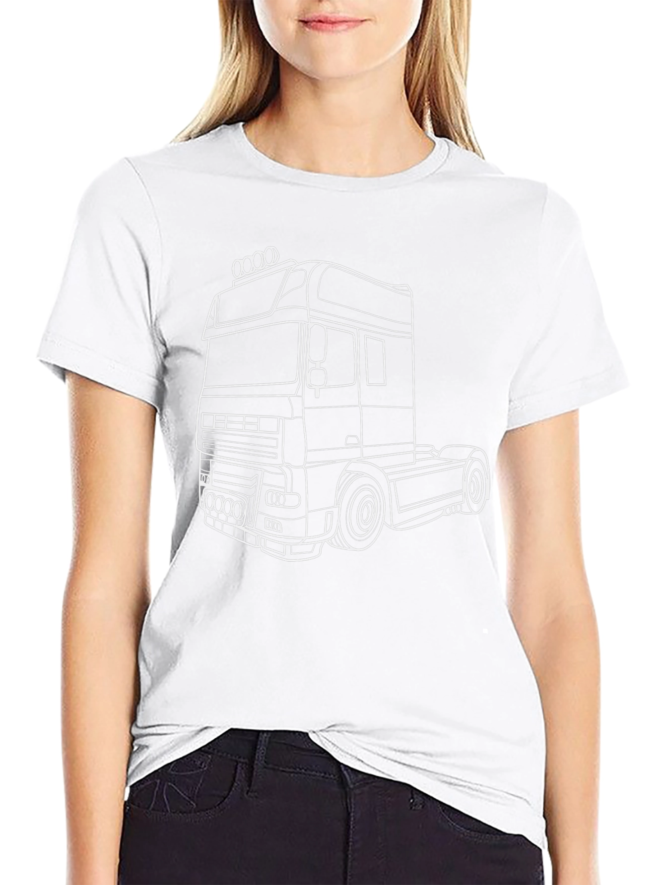 Truck Graphic Tee - Black Cotton Blend T-Shirt