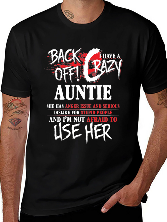 Back Off! Crazy Auntie Graphic Tee - Black