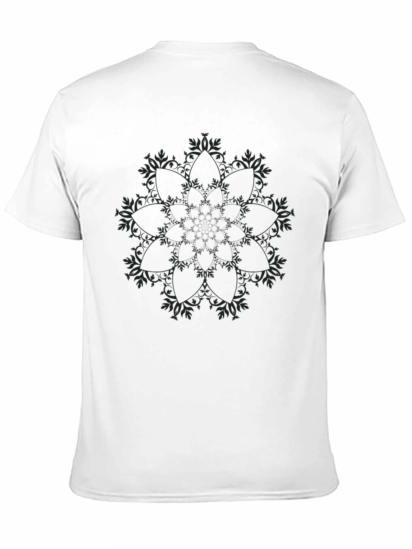 Black T-Shirt with Subtle Floral Mandala Design