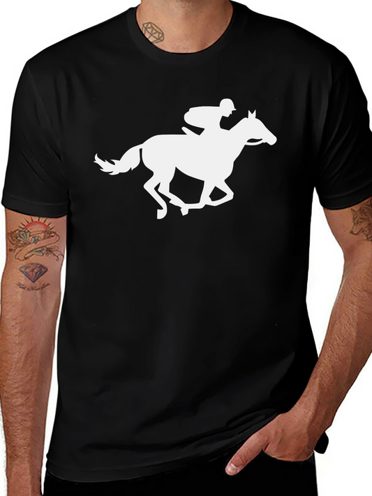 Horse Racing Silhouette Black T-Shirt