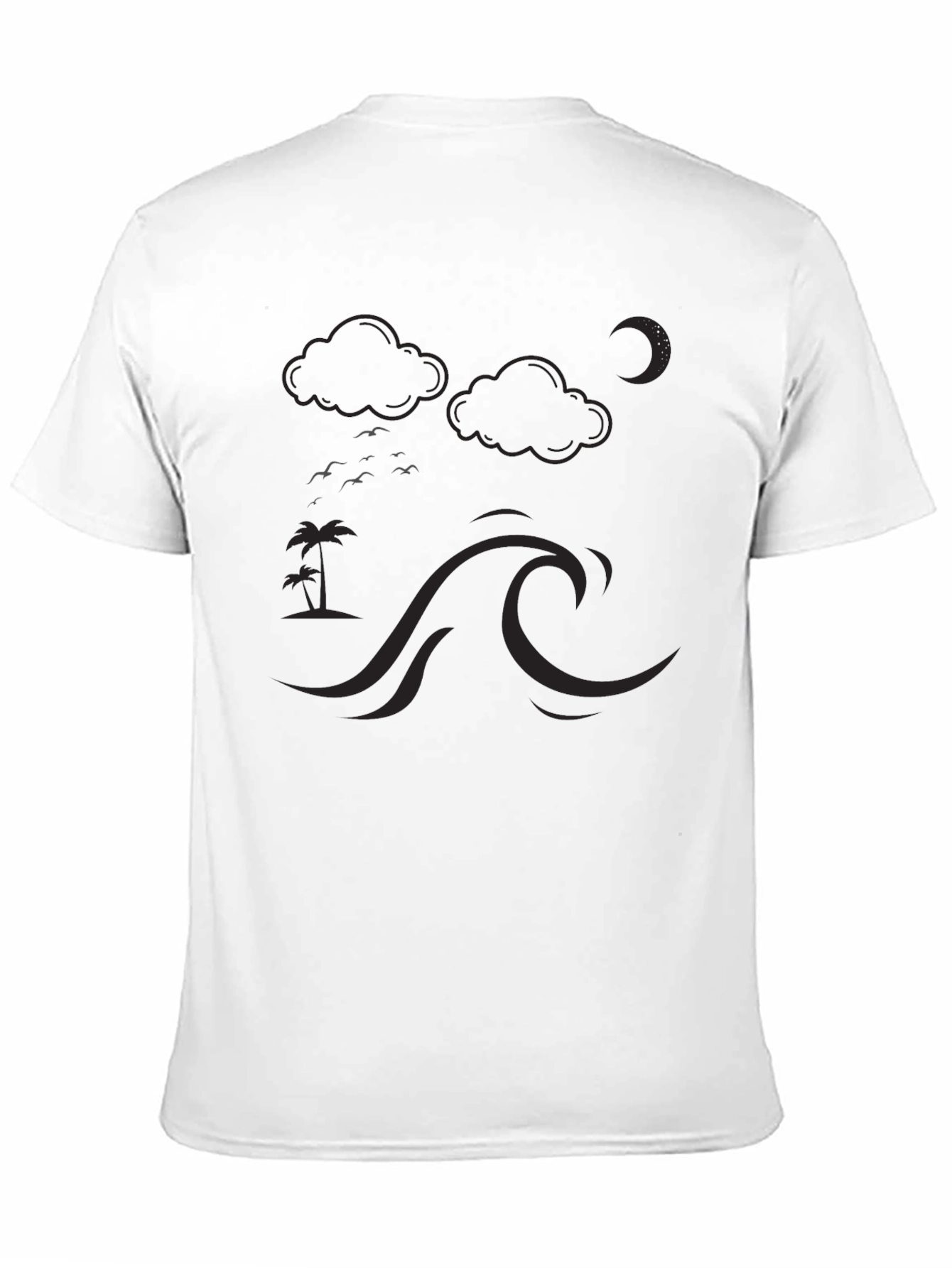 Night Waves Graphic Tee - Black Cotton