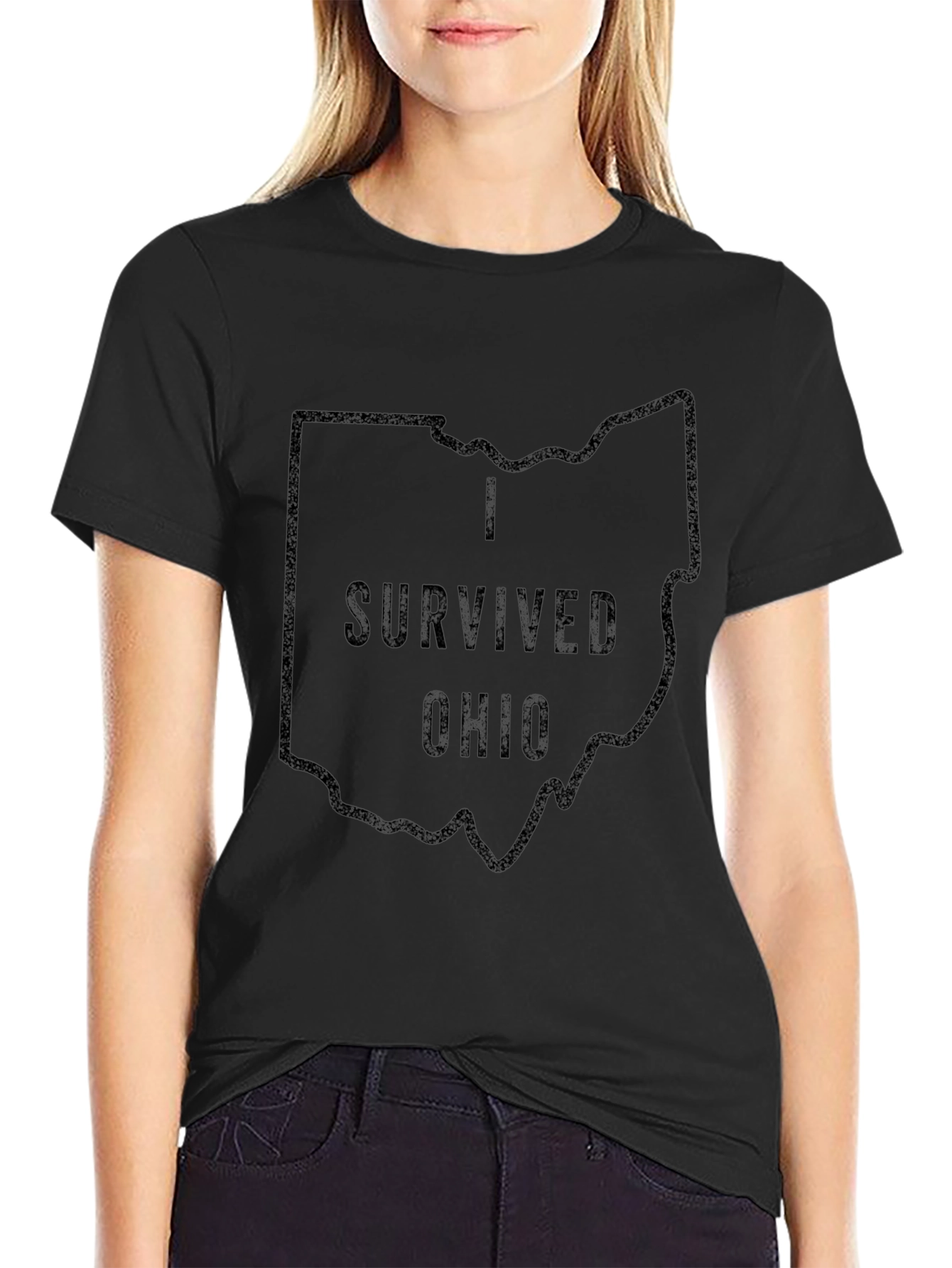I Survived Ohio Black Graphic T-Shirt