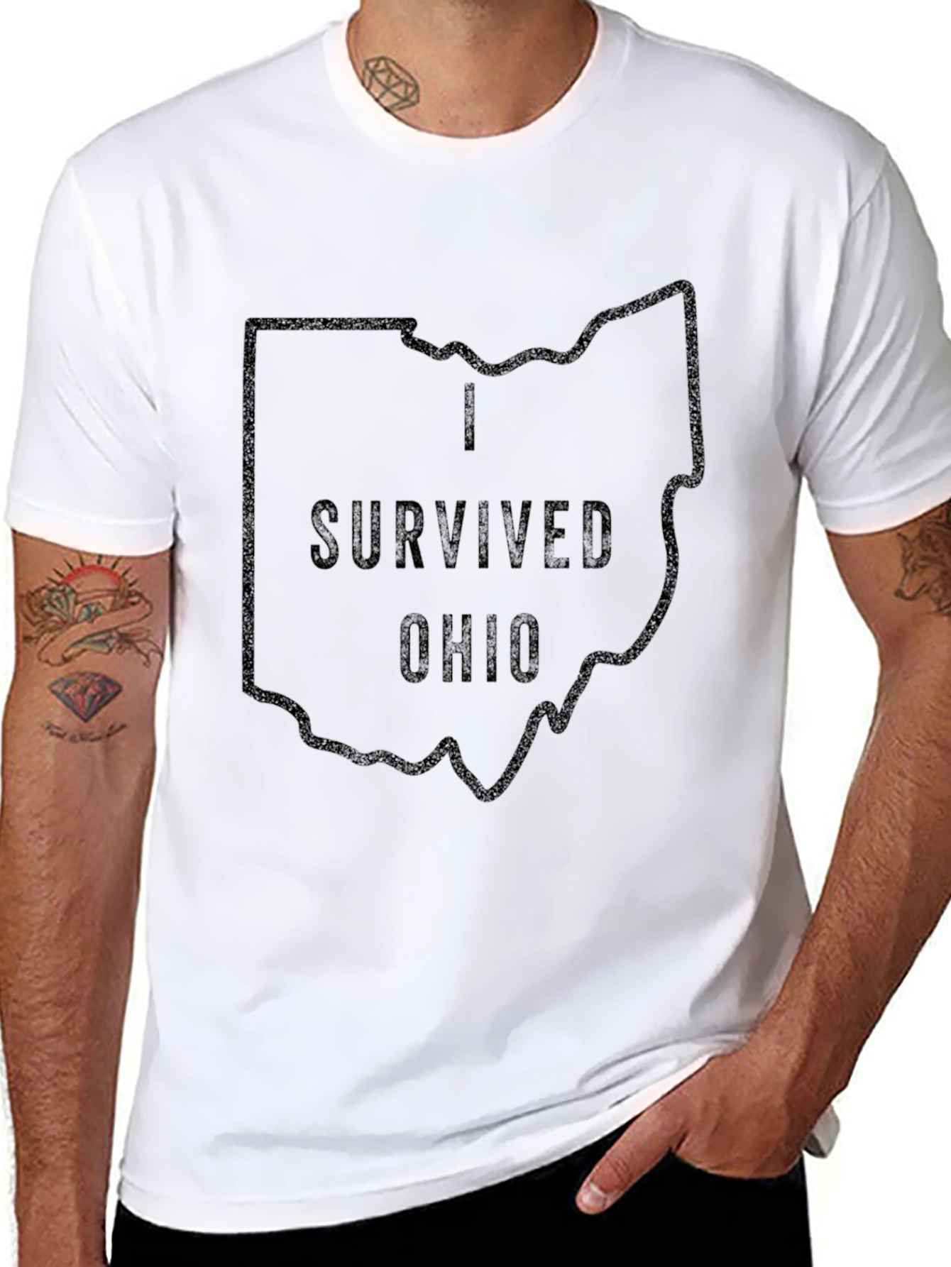 I Survived Ohio Black Graphic T-Shirt