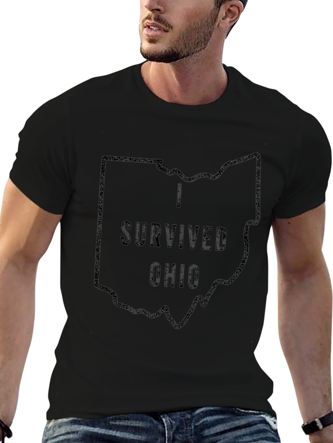 I Survived Ohio Black Graphic T-Shirt