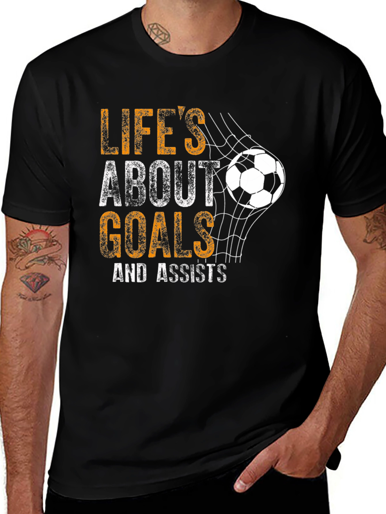 Lifes About Goals Soccer Graphic T-Shirt