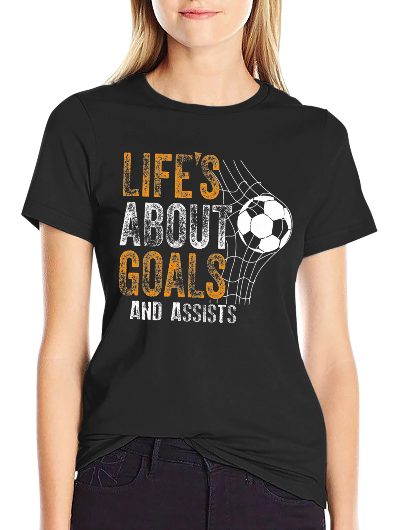 Lifes About Goals Soccer Graphic T-Shirt