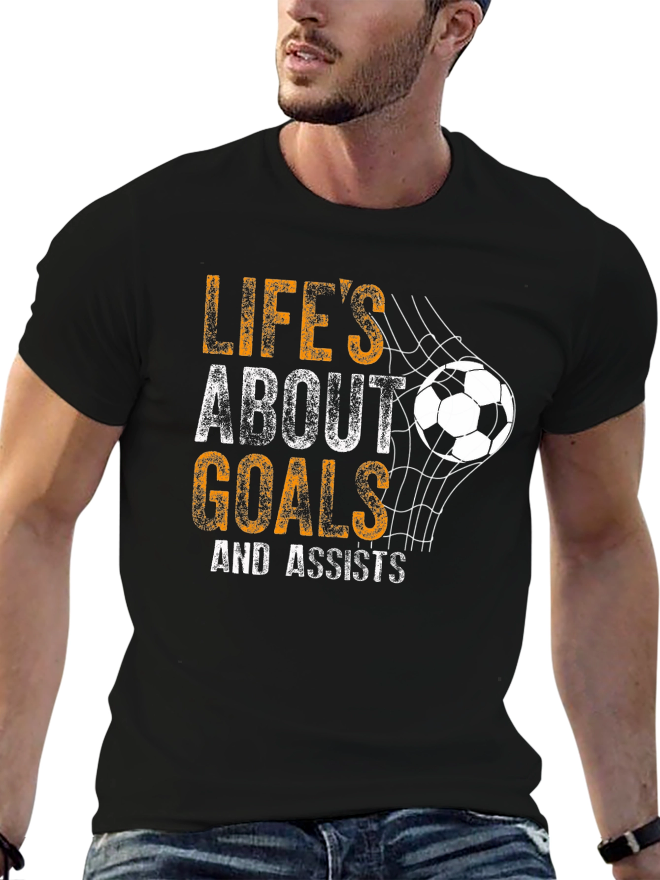Lifes About Goals Soccer Graphic T-Shirt