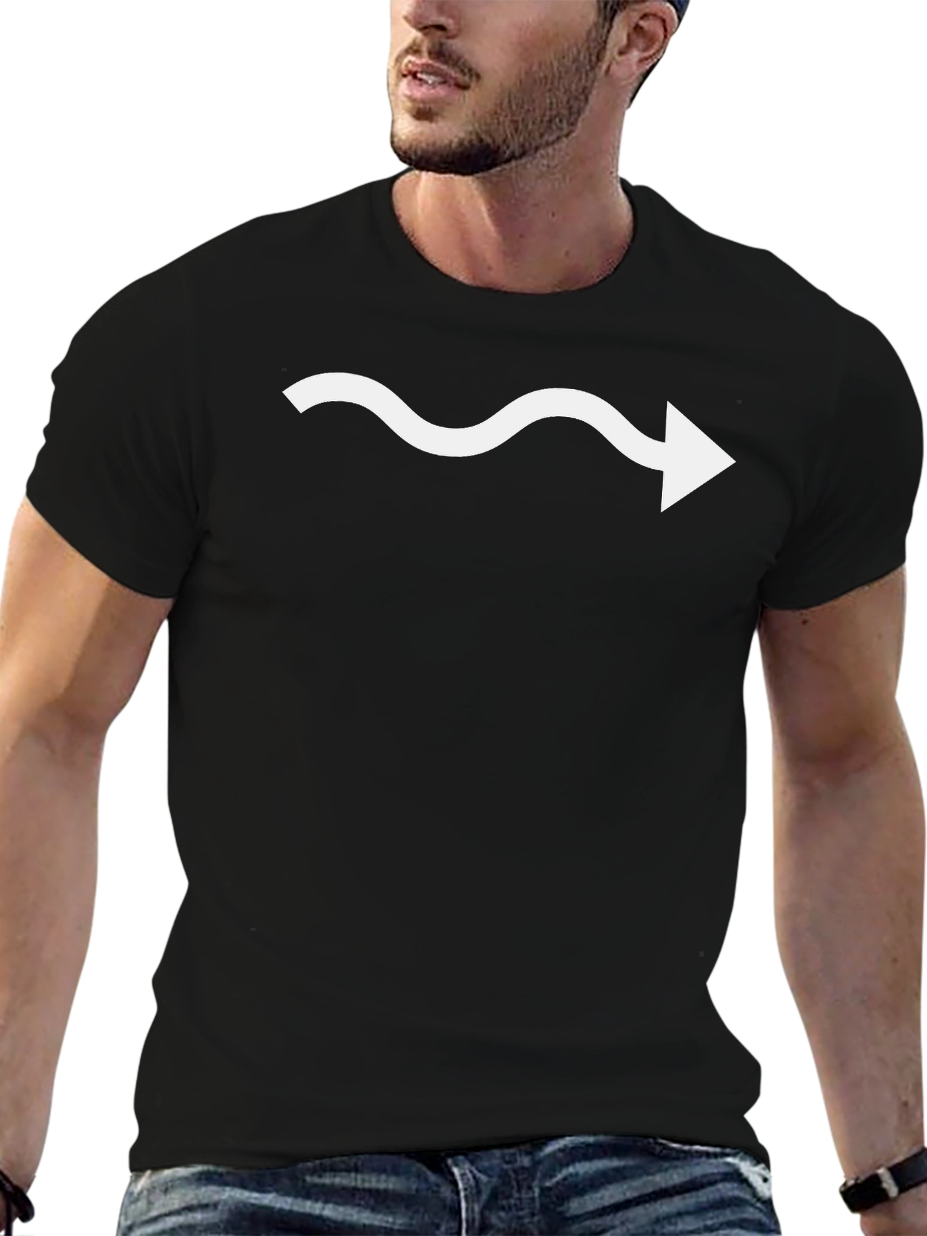 Wavy Arrow Black T-Shirt - Unique Graphic Tee