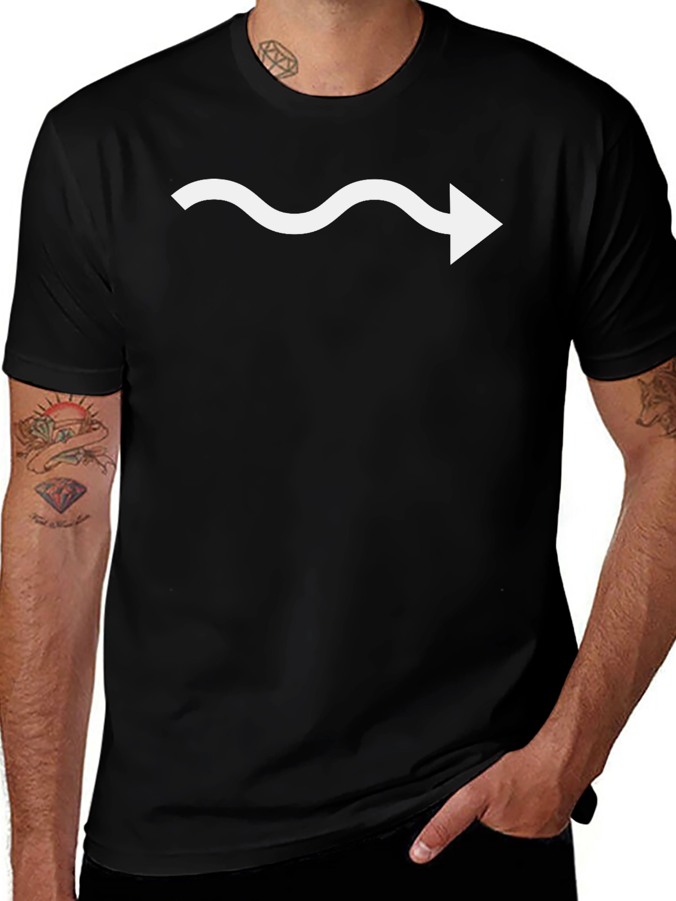 Wavy Arrow Black T-Shirt - Unique Graphic Tee