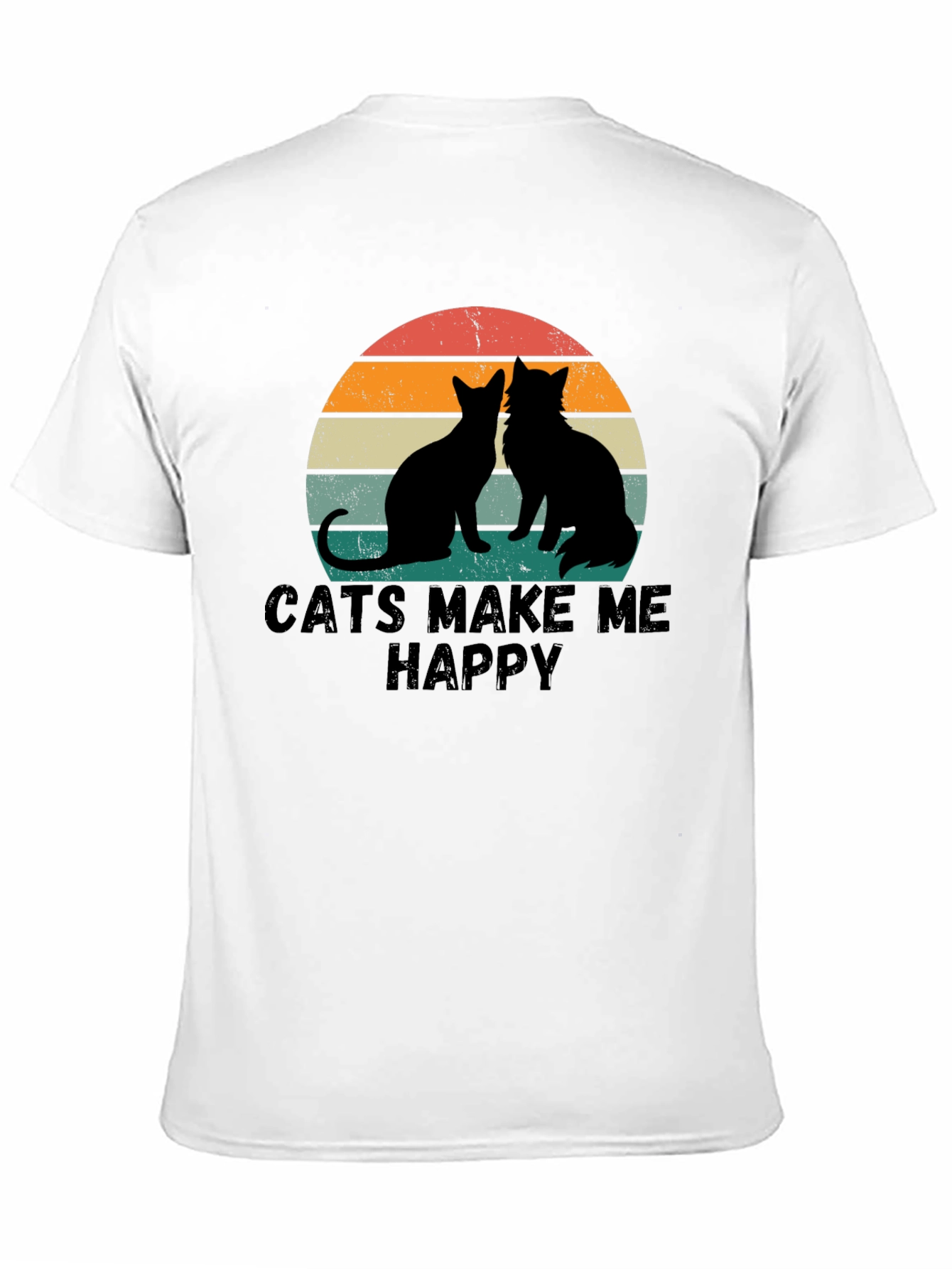 Cats Make Me Happy Retro Graphic T-Shirt