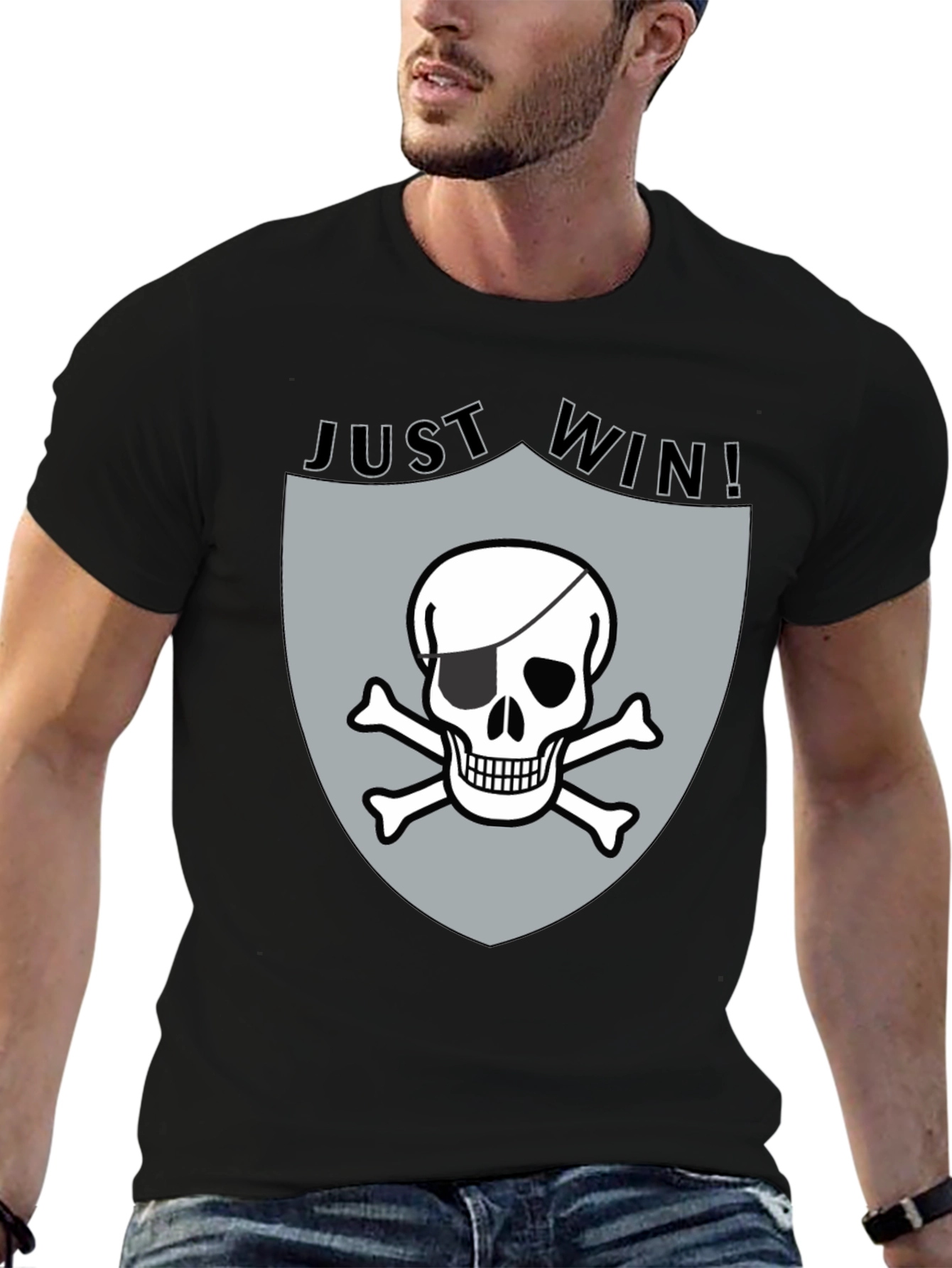 Just Win Pirate Skull Graphic Tee