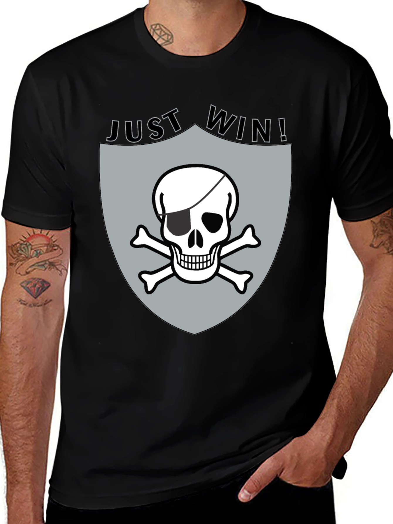 Just Win Pirate Skull Graphic Tee