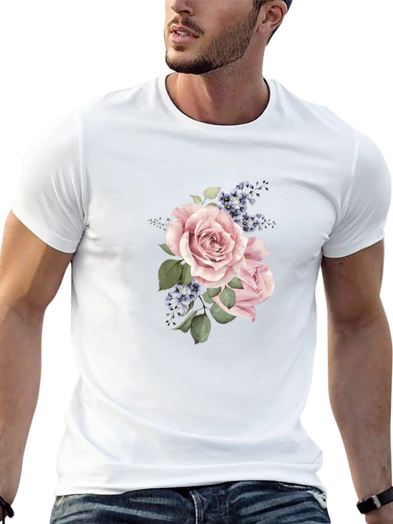 Floral Rose T-Shirt - Elegant Menswear