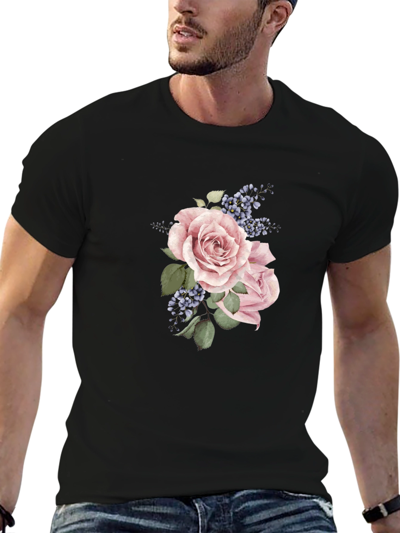Floral Rose T-Shirt - Elegant Menswear