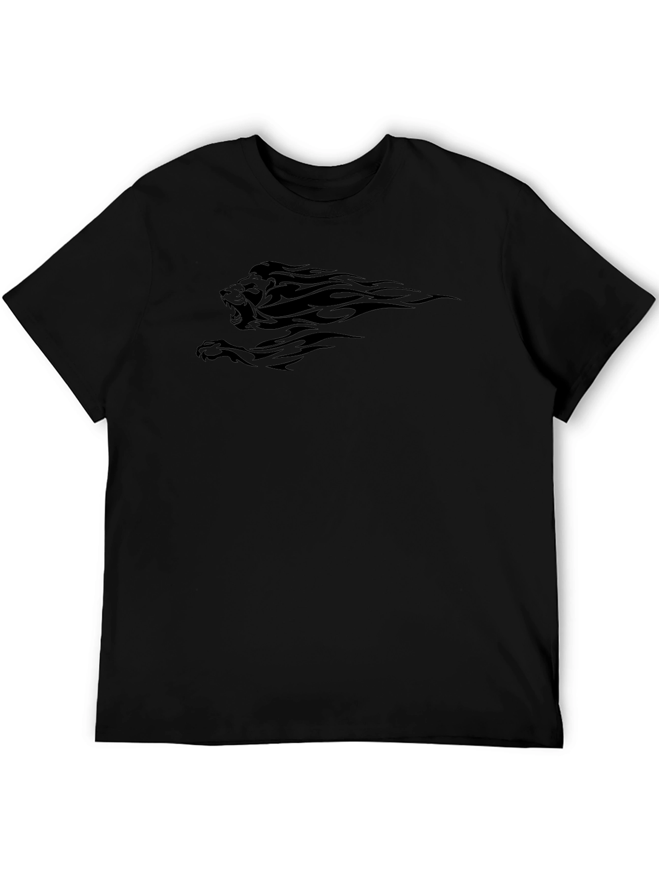 Mens Black Lion Graphic T-Shirt