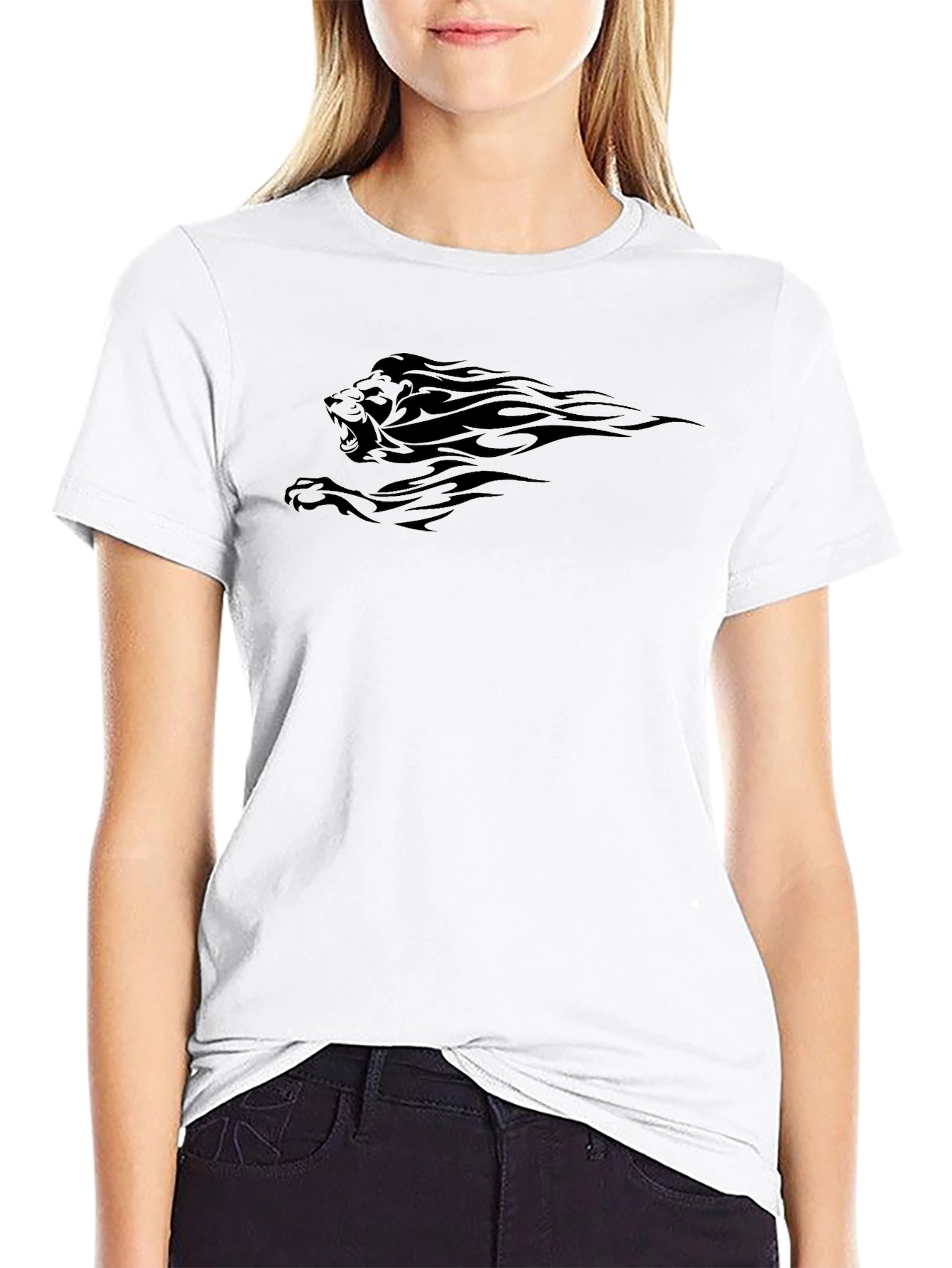 Mens Black Lion Graphic T-Shirt