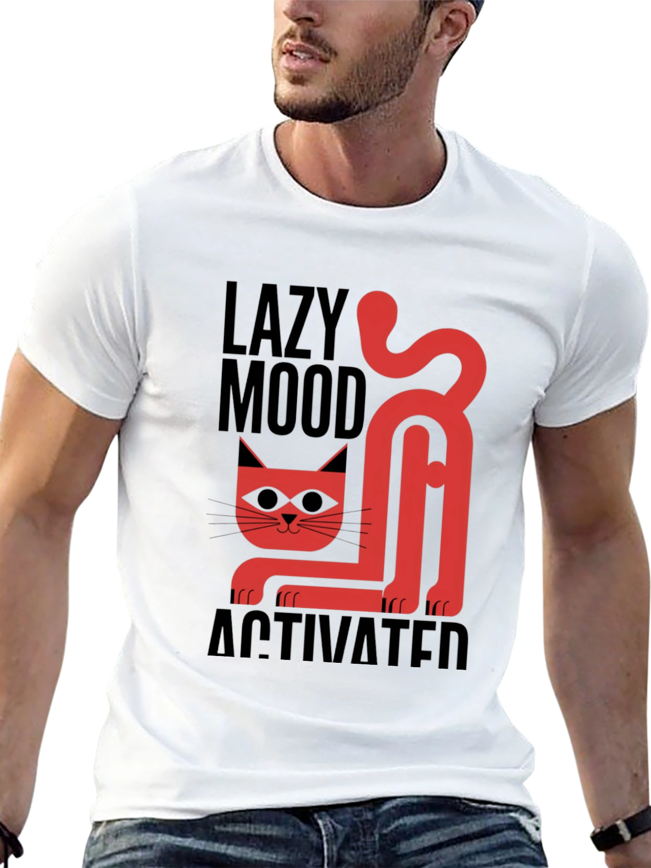 Lazy Mood Activated T-Shirt - Cat Graphic Tee
