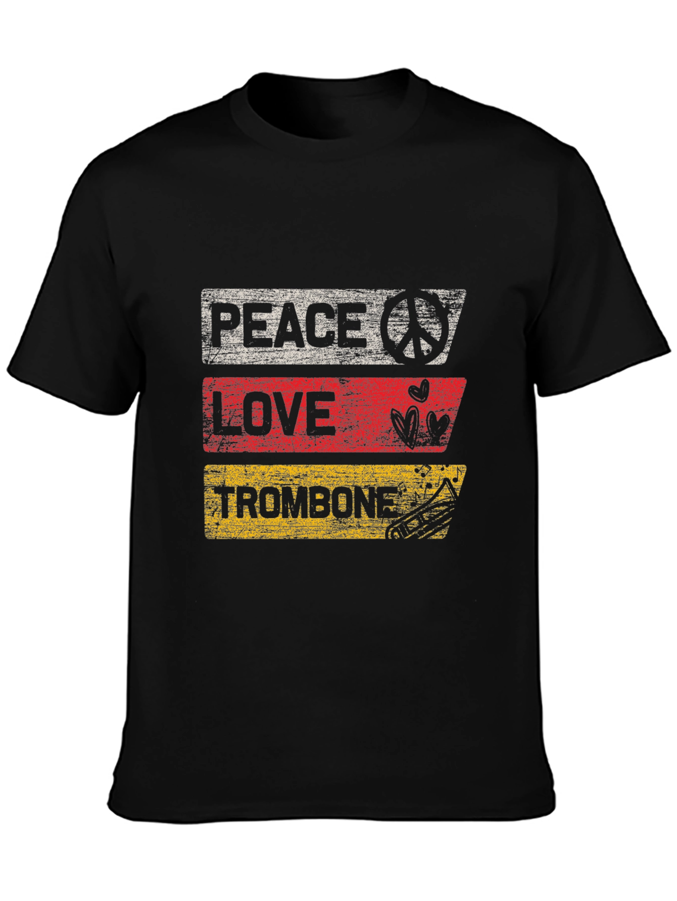 Peace Love Trombone Graphic T-Shirt