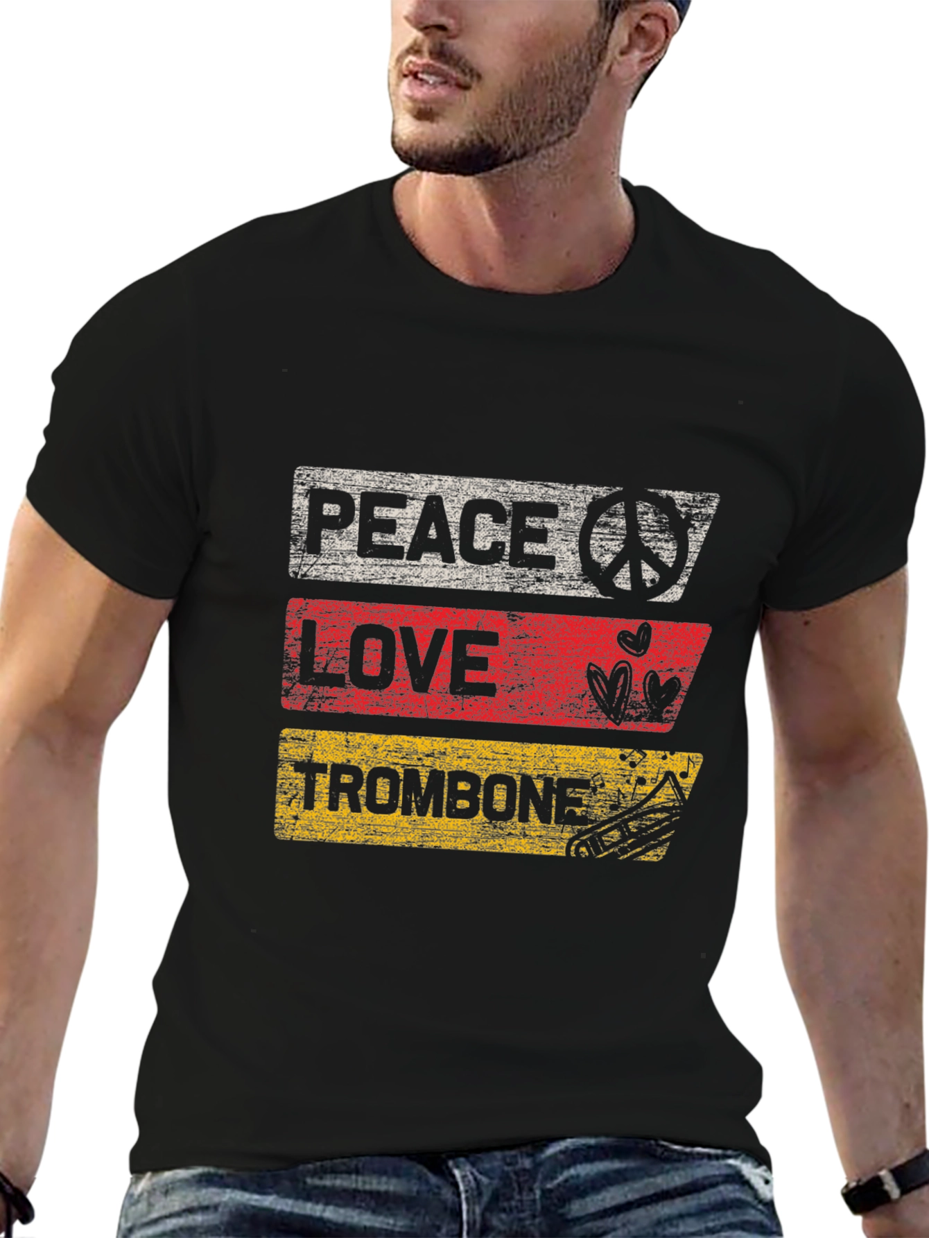 Peace Love Trombone Graphic T-Shirt