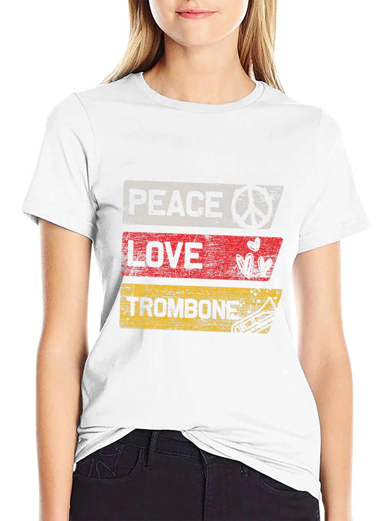 Peace Love Trombone Graphic T-Shirt