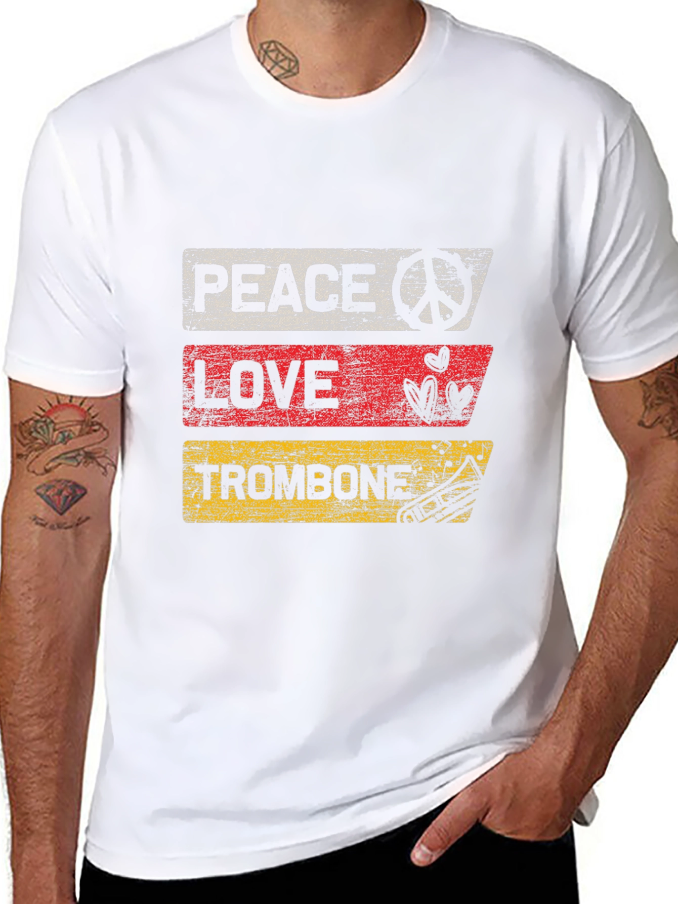Peace Love Trombone Graphic T-Shirt