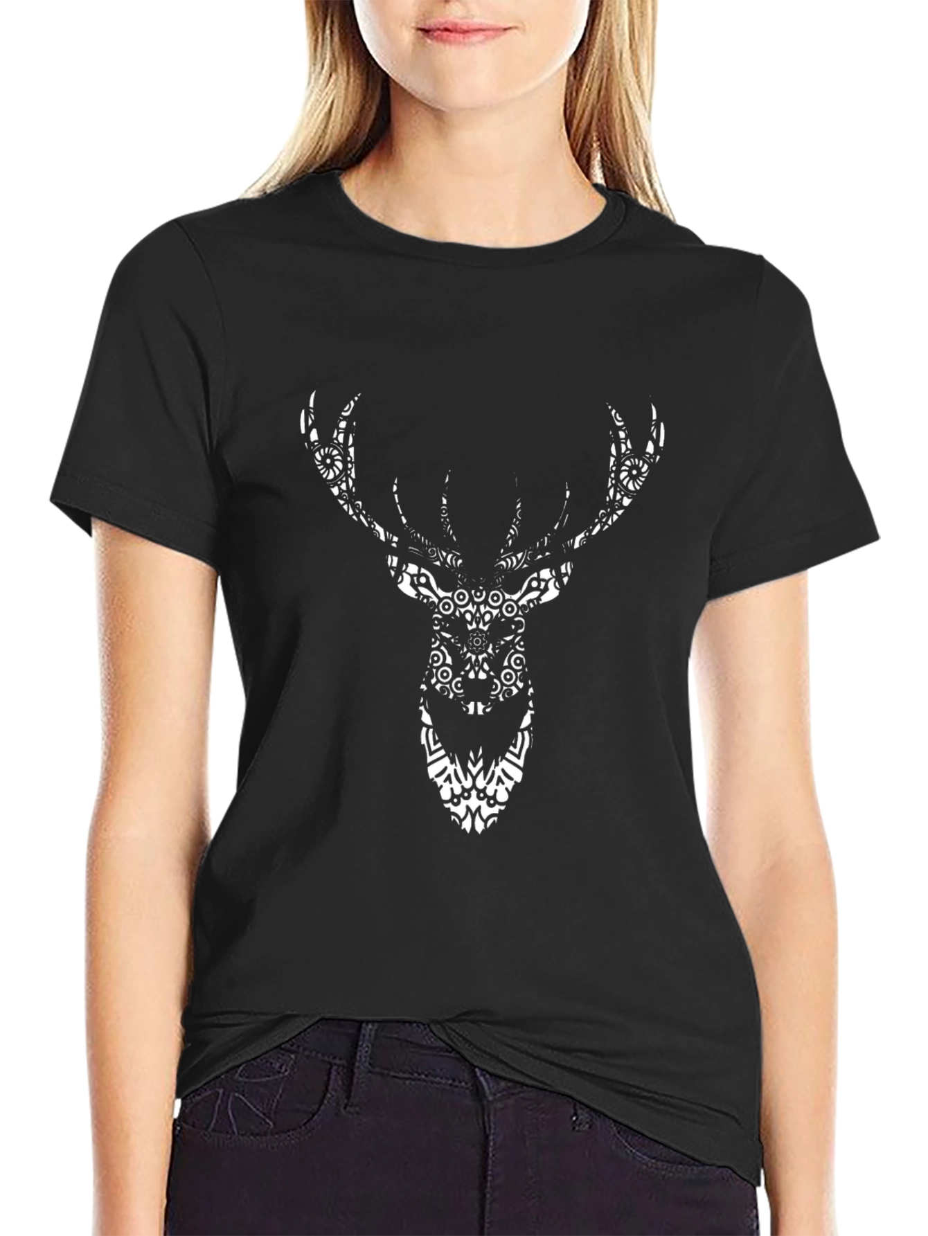 Black Deer Head Graphic Tee