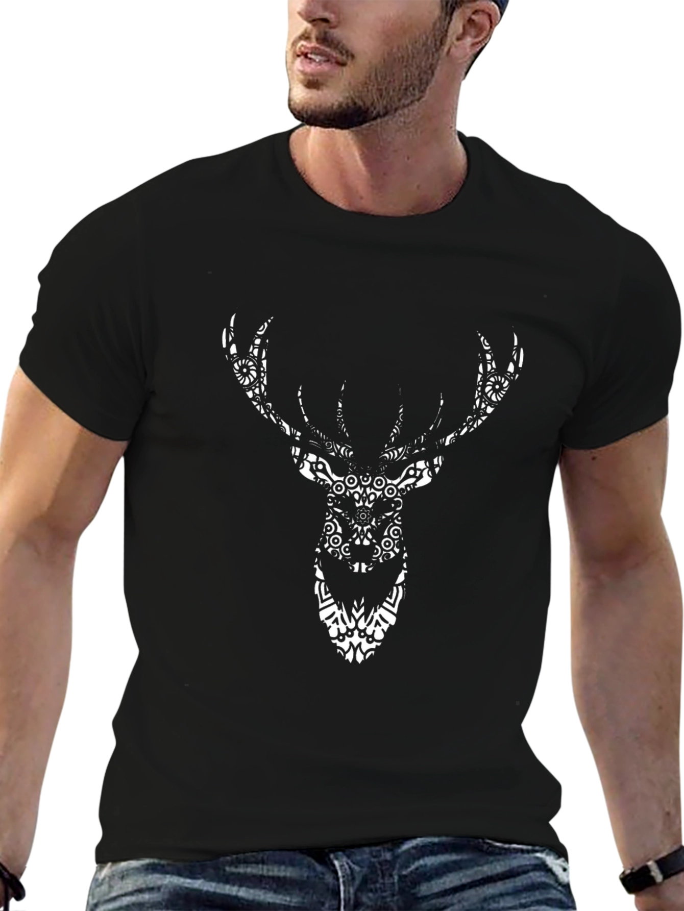 Black Deer Head Graphic Tee