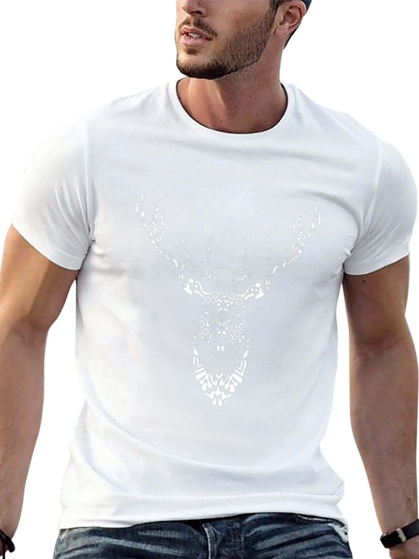 Black Deer Head Graphic Tee