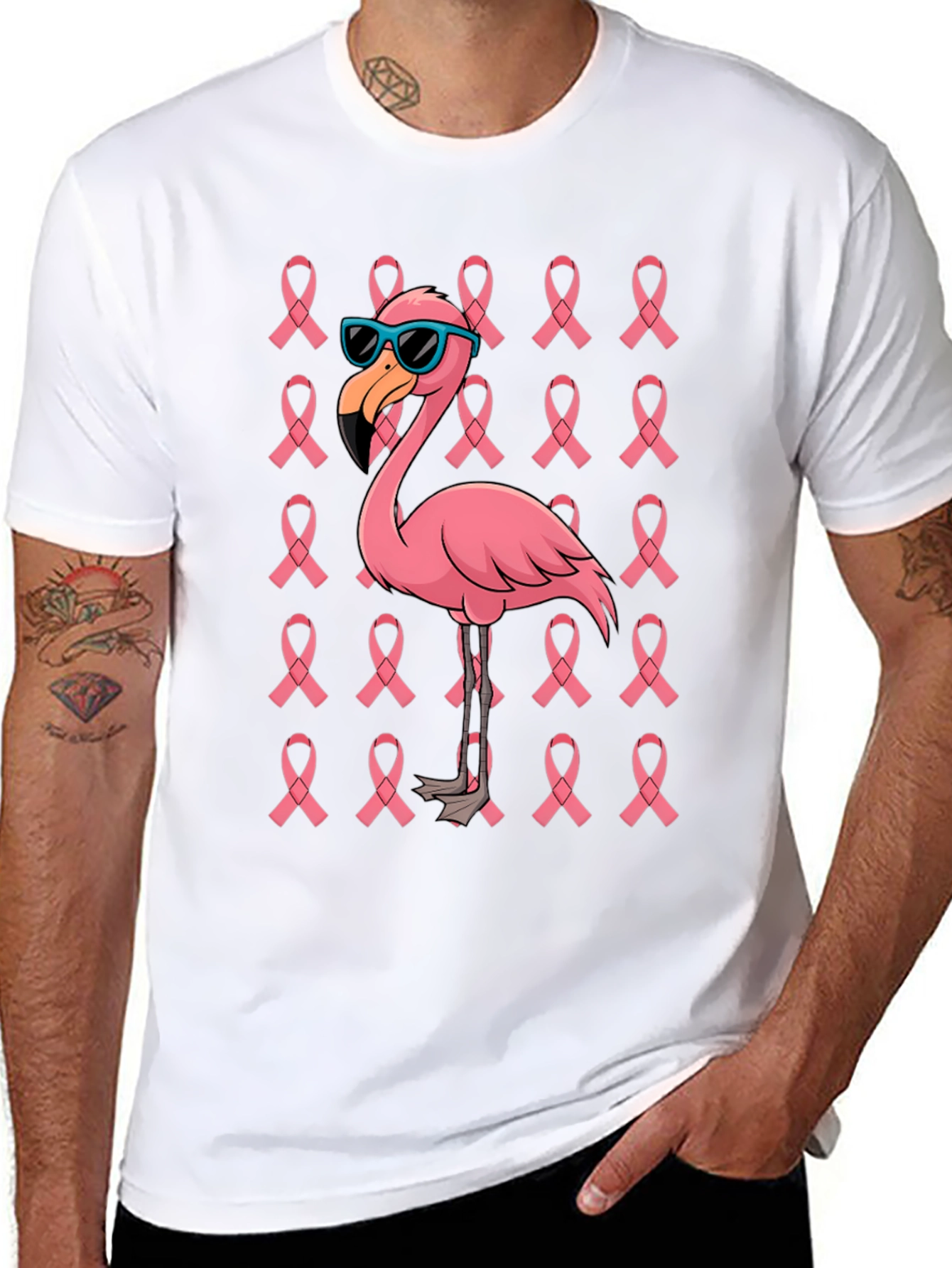 Pink Flamingo Breast Cancer Awareness T-Shirt