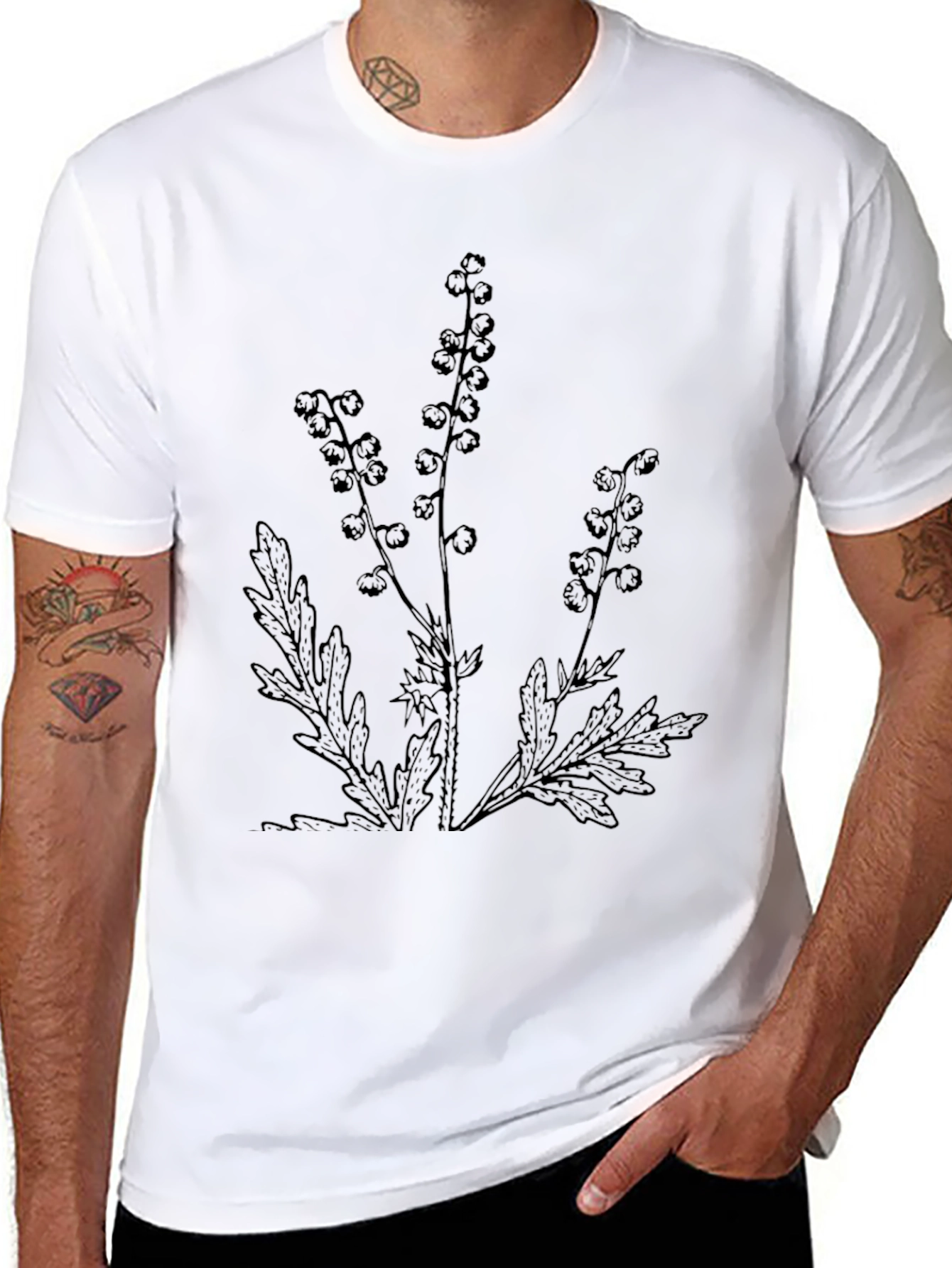 Botanical Print Tee - Black