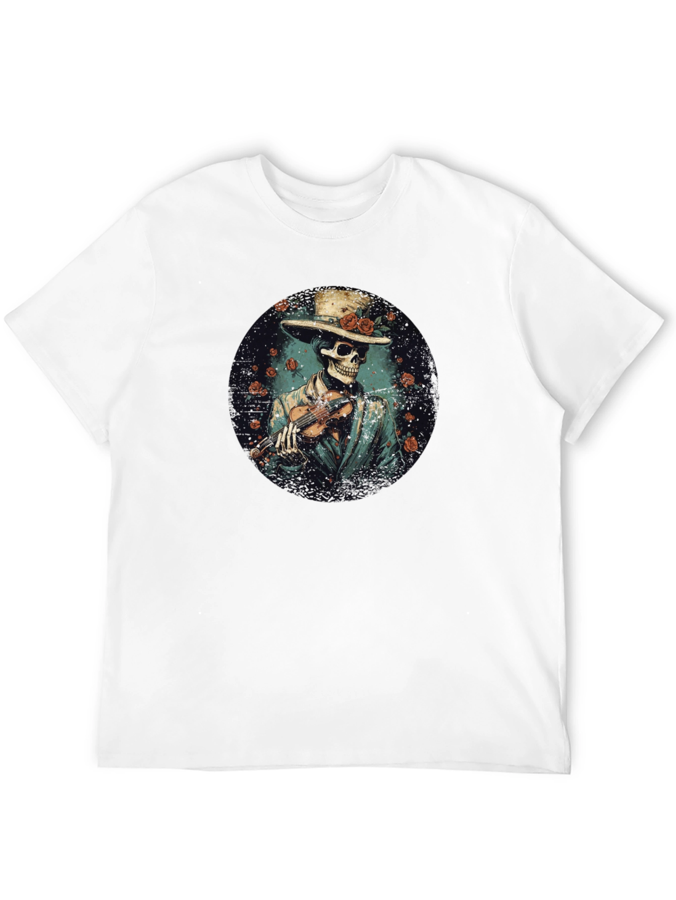 Skeleton Violinist Graphic Tee - Unique Design