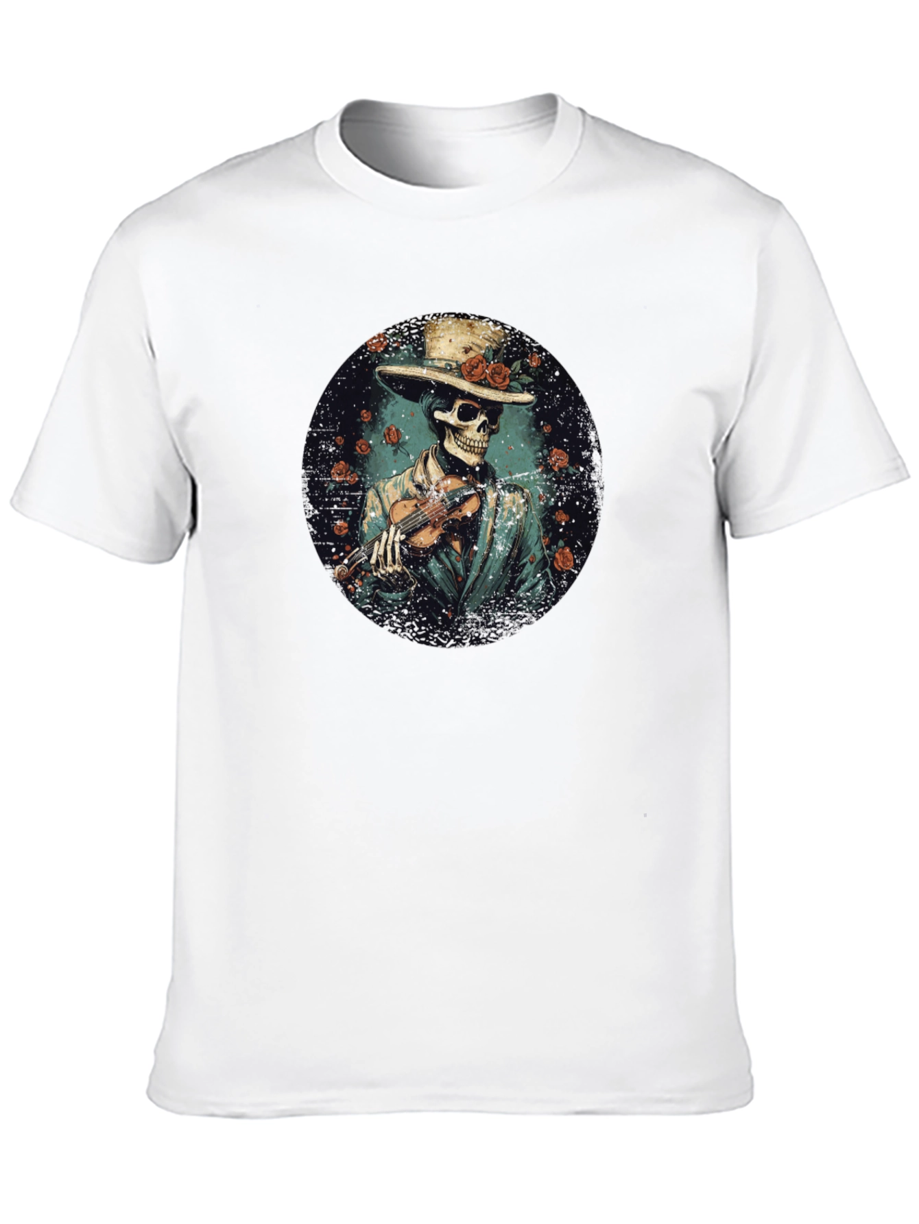 Skeleton Violinist Graphic Tee - Unique Design