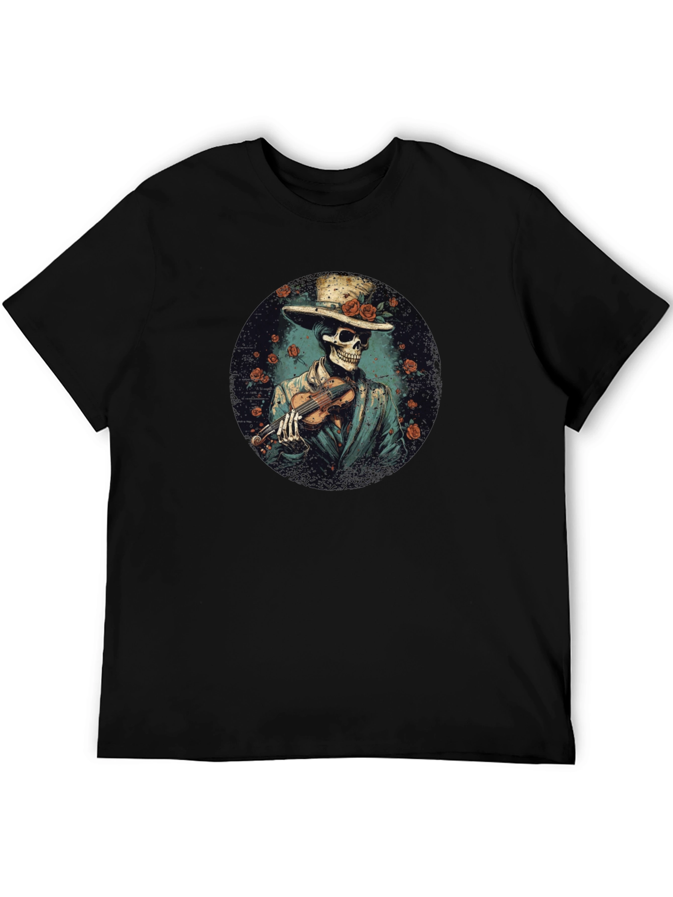 Skeleton Violinist Graphic Tee - Unique Design