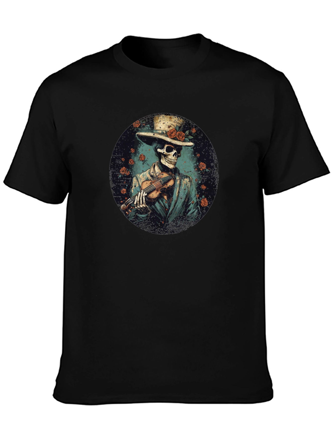 Skeleton Violinist Graphic Tee - Unique Design