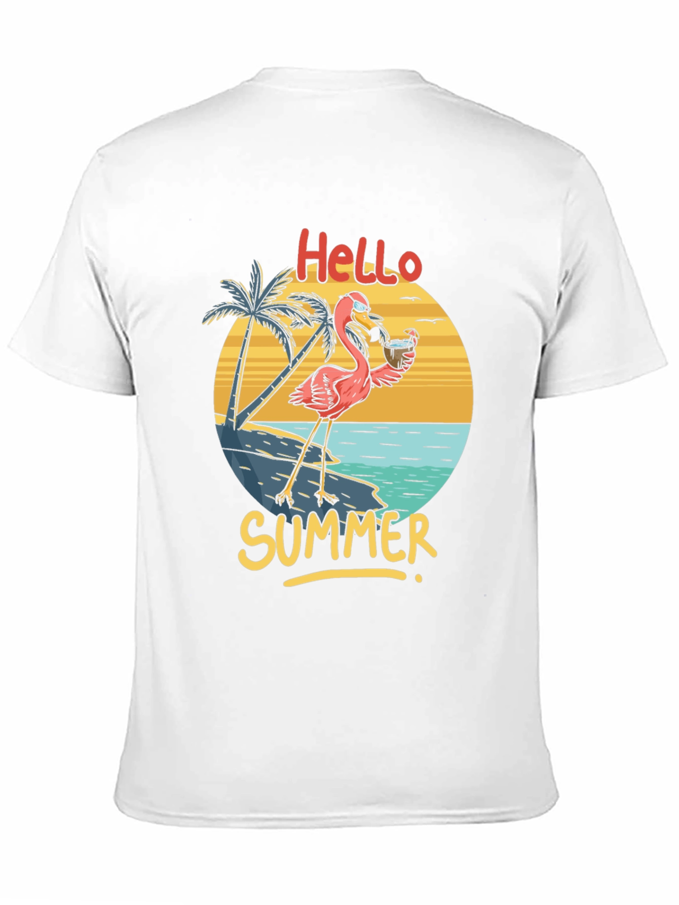 Hello Summer Flamingo Graphic T-Shirt