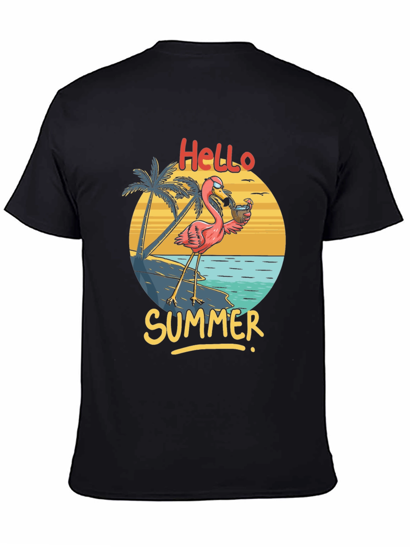 Hello Summer Flamingo Graphic T-Shirt
