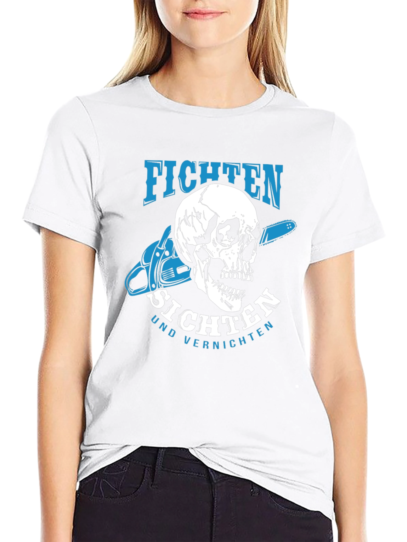 Fichten T-Shirt - Skull & Chainsaw Design
