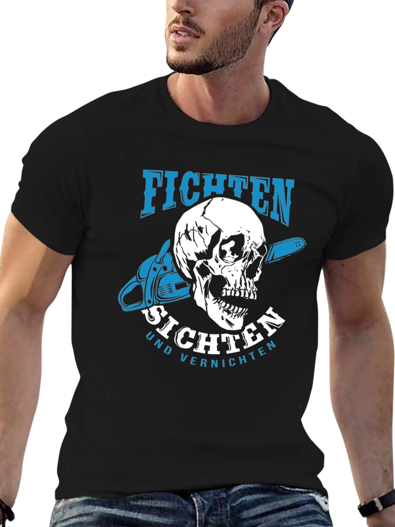 Fichten T-Shirt - Skull & Chainsaw Design