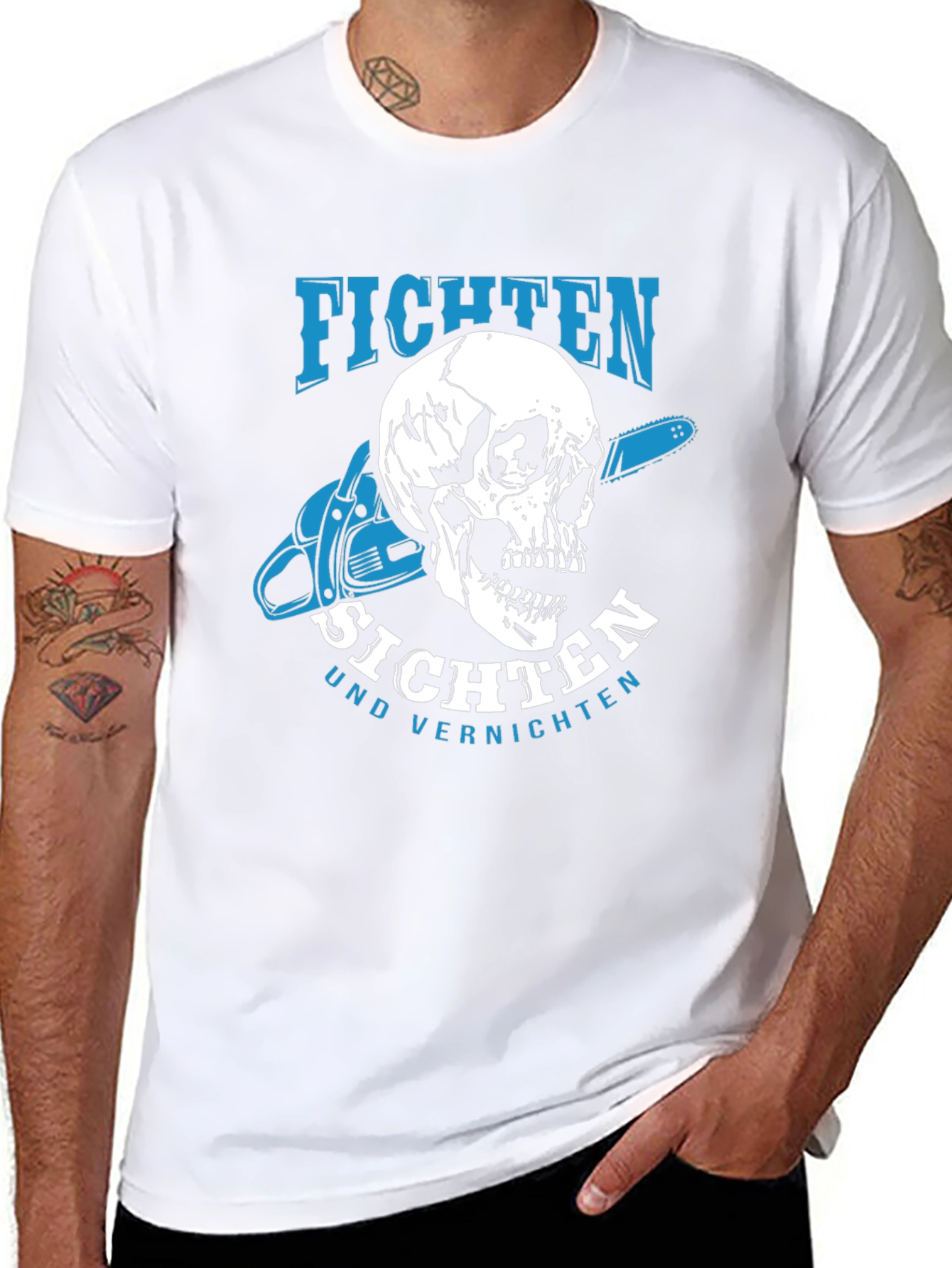 Fichten T-Shirt - Skull & Chainsaw Design
