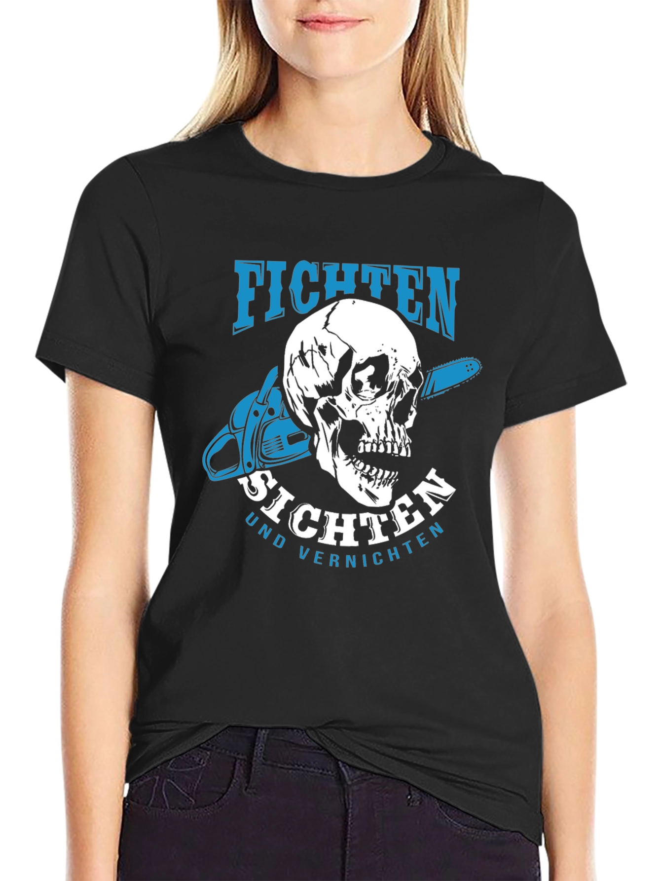 Fichten T-Shirt - Skull & Chainsaw Design