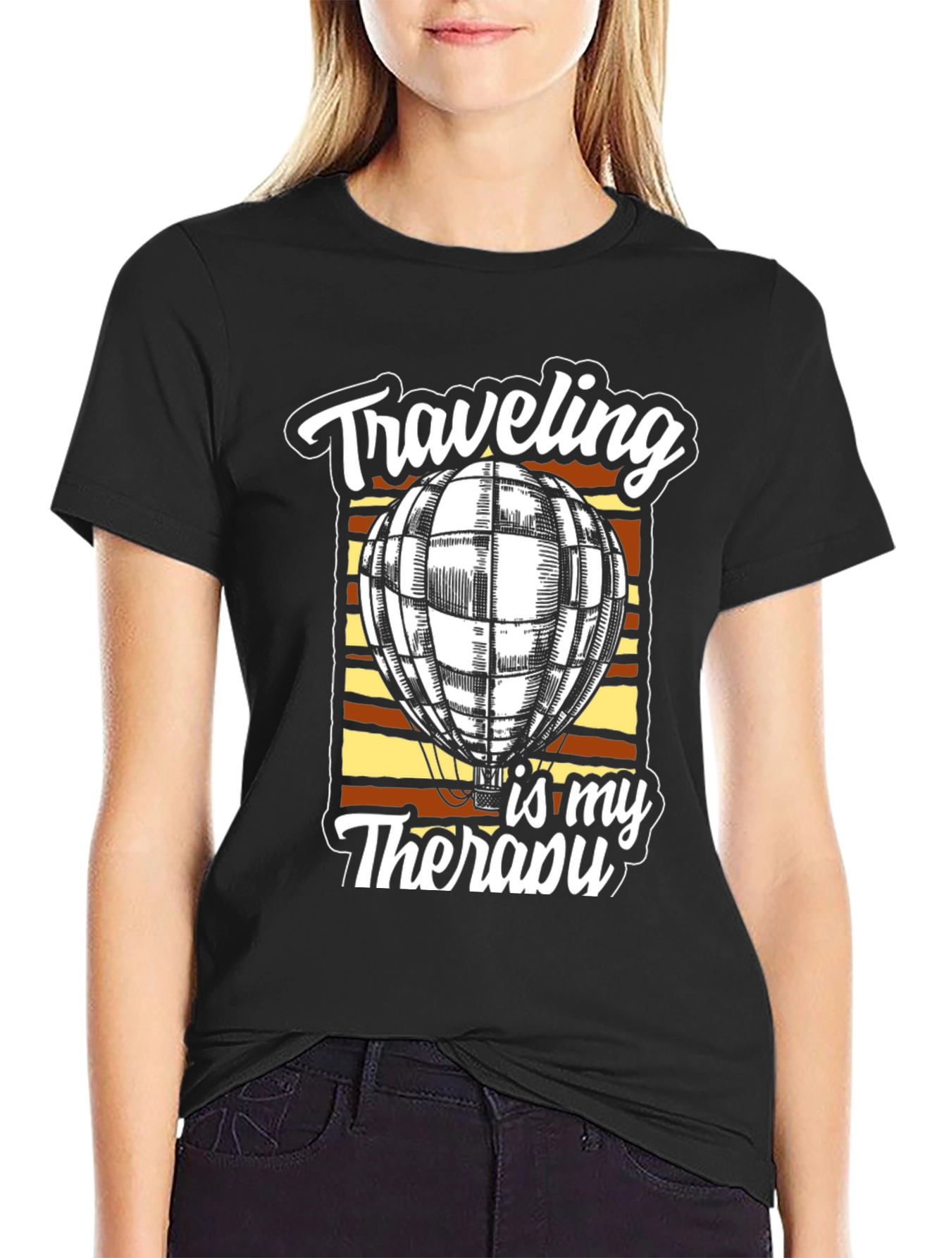Travel Therapy Graphic Tee - Hot Air Balloon Design