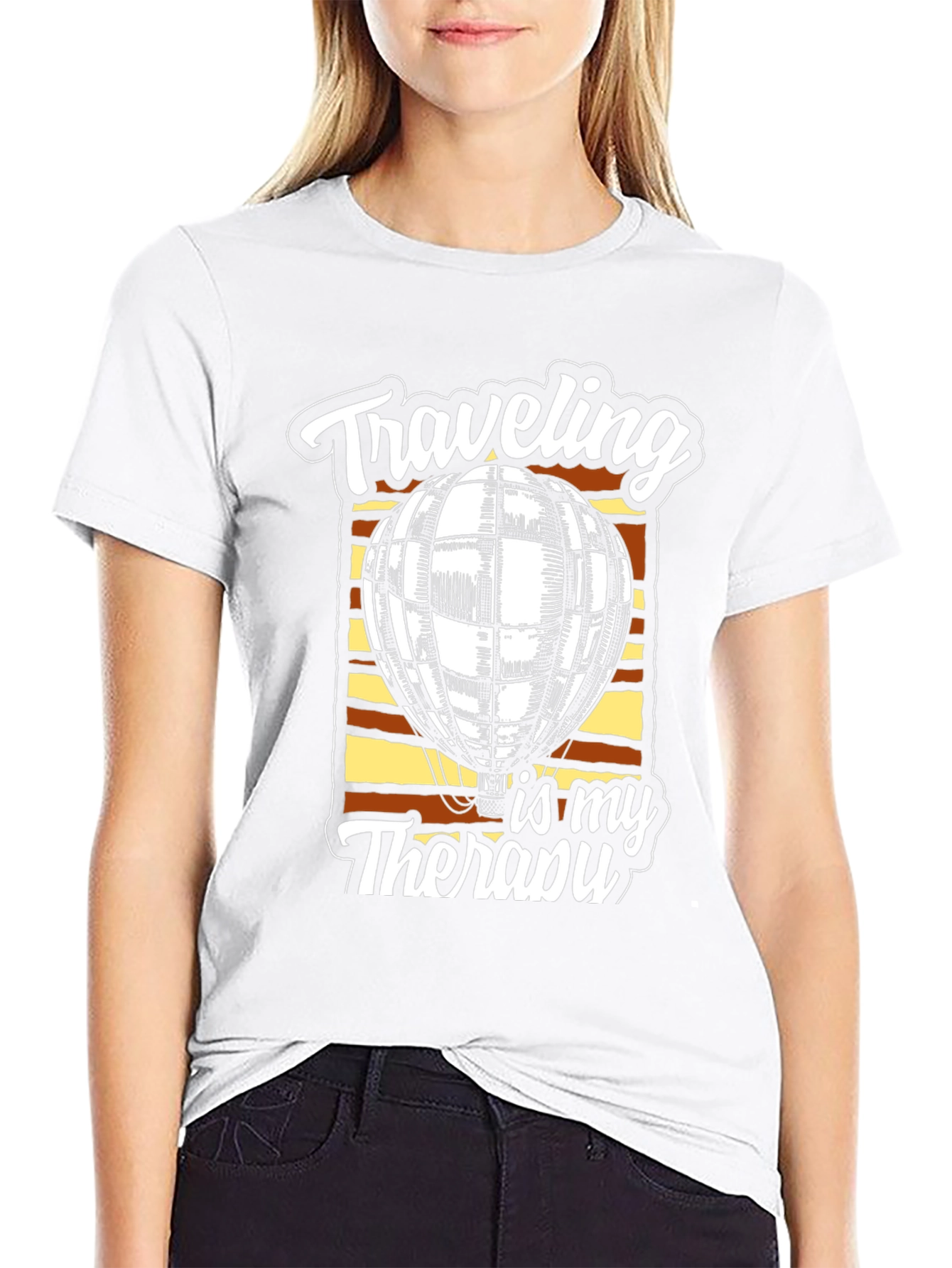 Travel Therapy Graphic Tee - Hot Air Balloon Design