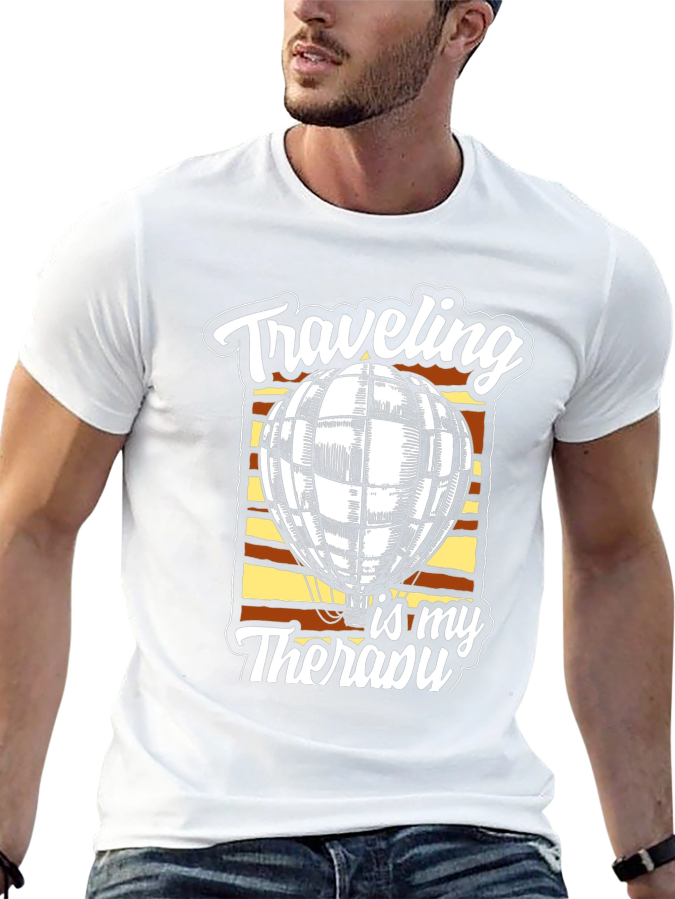 Travel Therapy Graphic Tee - Hot Air Balloon Design