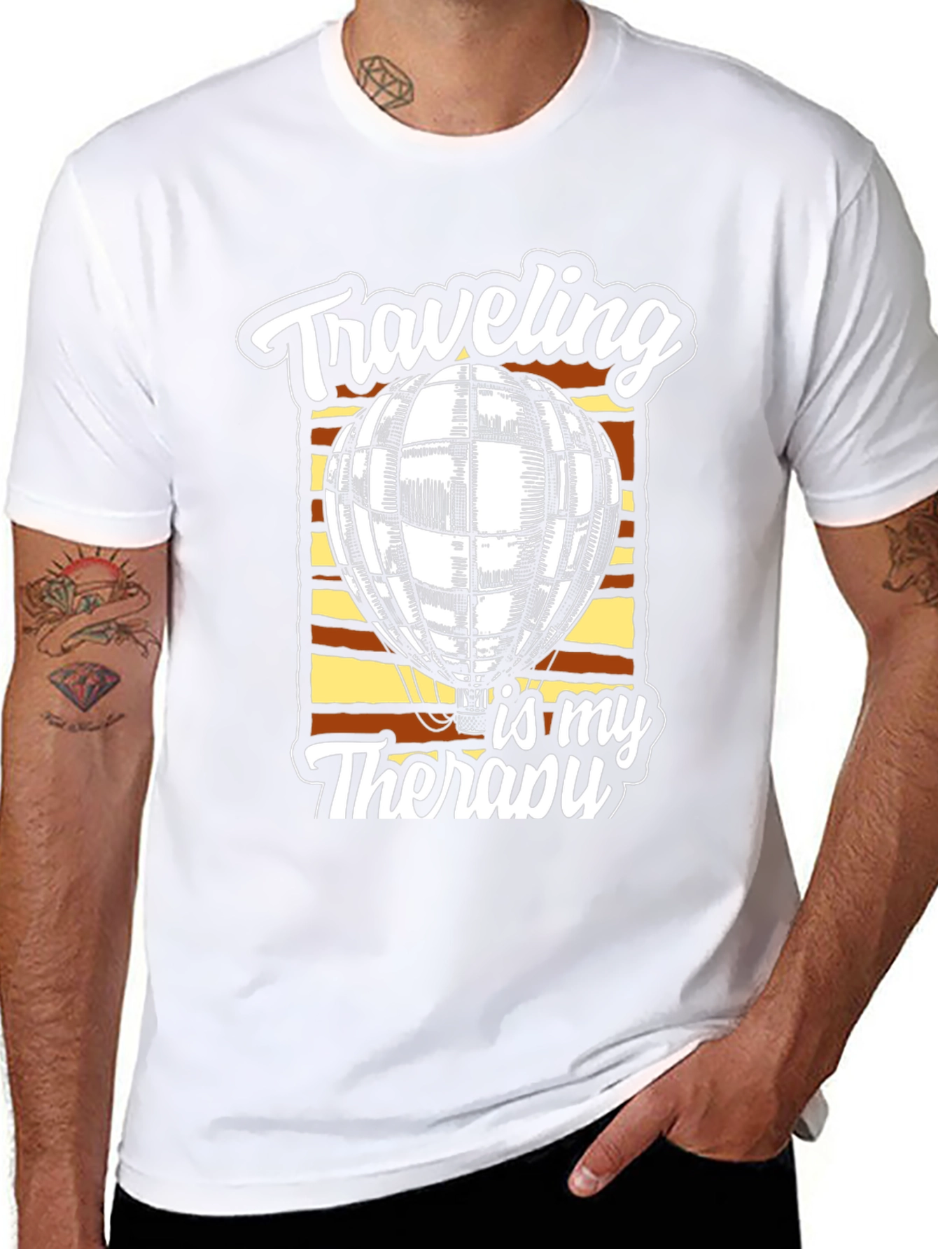 Travel Therapy Graphic Tee - Hot Air Balloon Design
