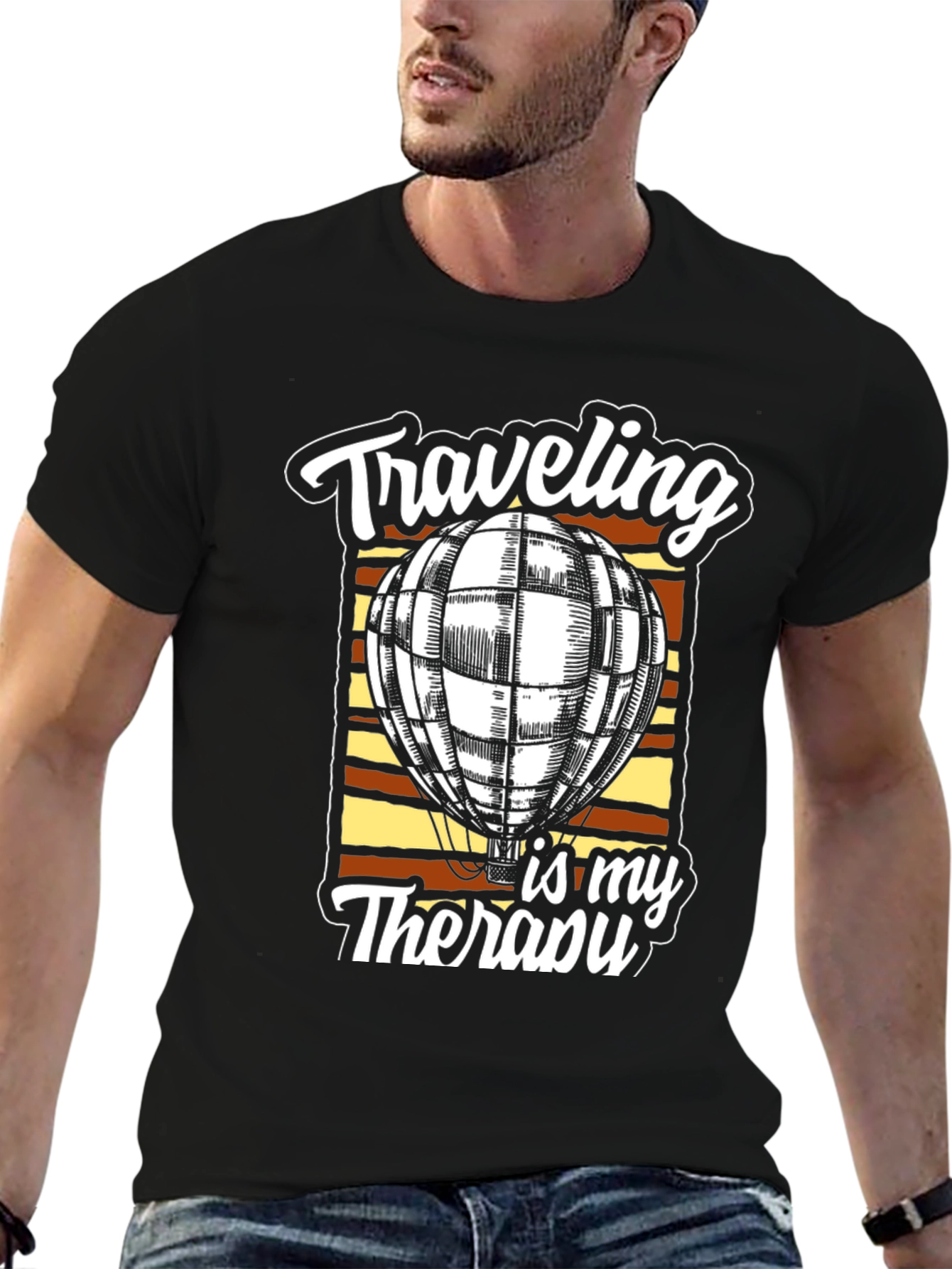 Travel Therapy Graphic Tee - Hot Air Balloon Design