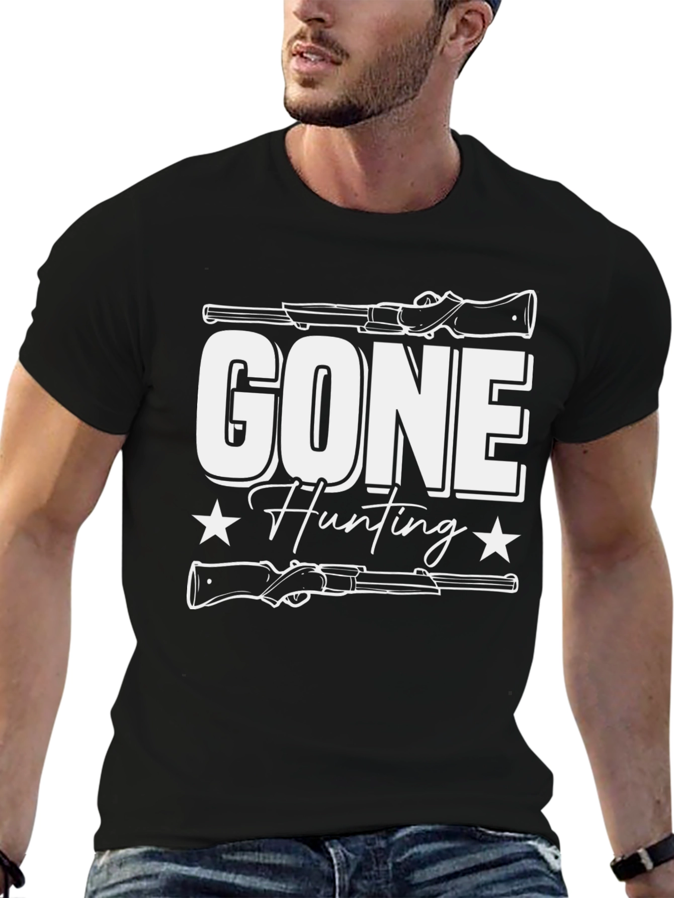 Gone Hunting Graphic Tee - Mens Black T-Shirt