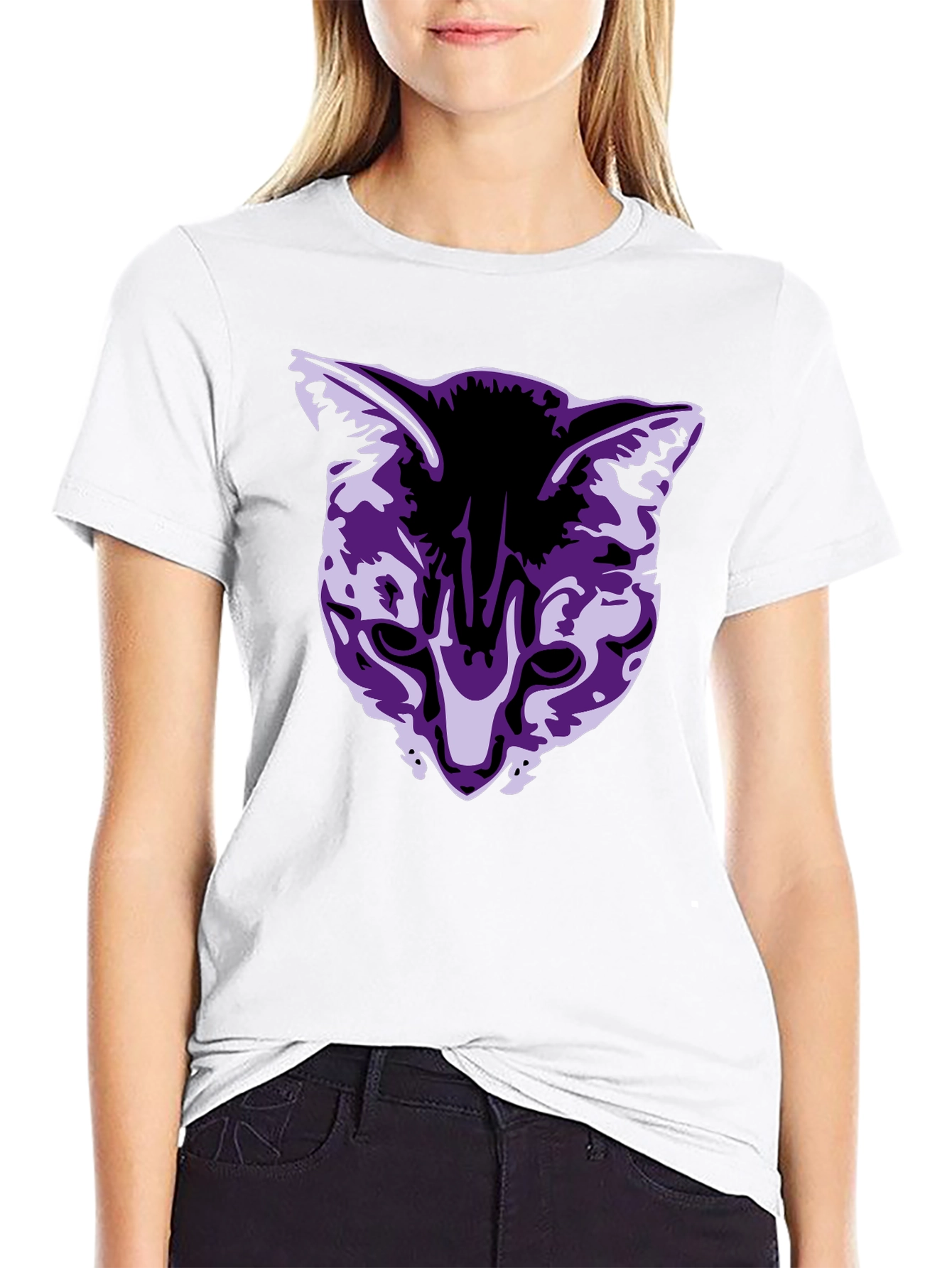 Cool Cat Graphic Tee - Black Cotton Blend